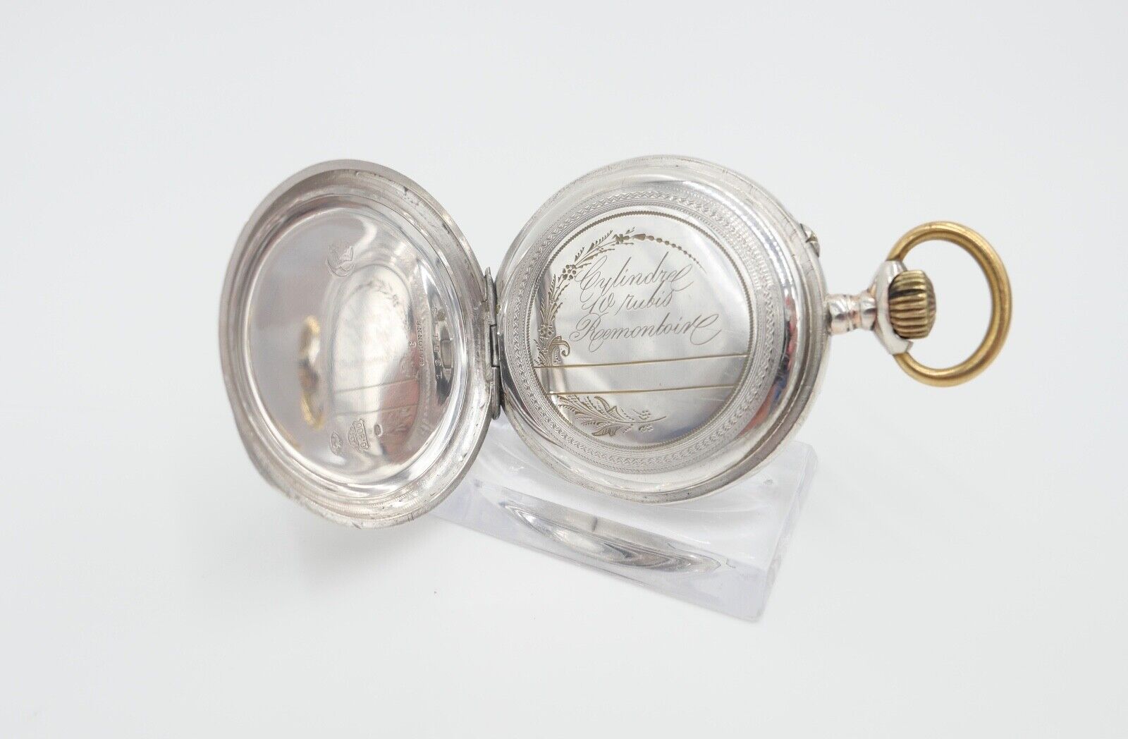 Taschenuhr um 1900 Ø 46mm AM 800 Silber Galonne Schweiz / Deutschland - Antikhandel-Stuttgart