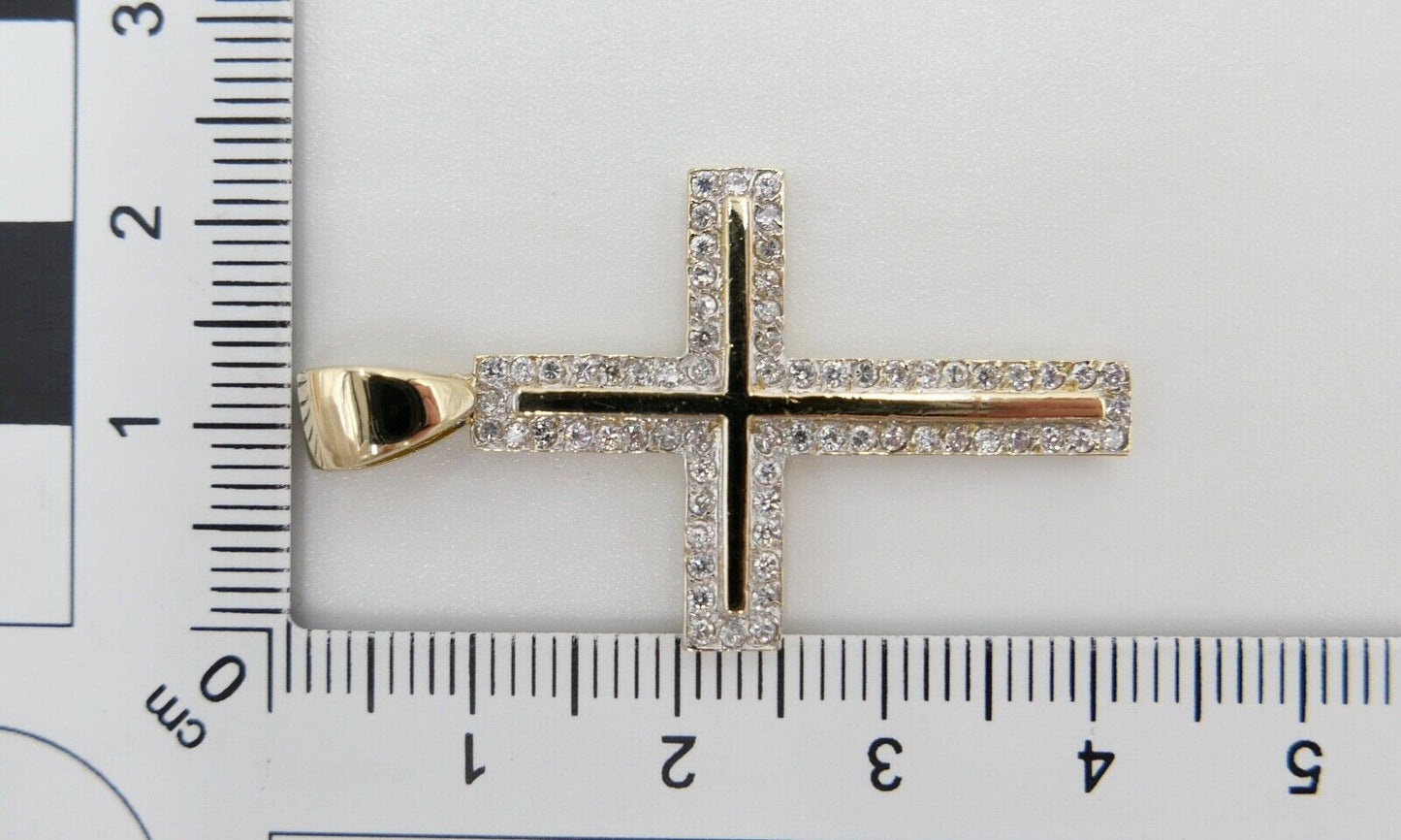 Damen Anhänger Kreuz Zirkonia 585 / 14K Gelbgold 33mm Gold ERA - Antikhandel-Stuttgart