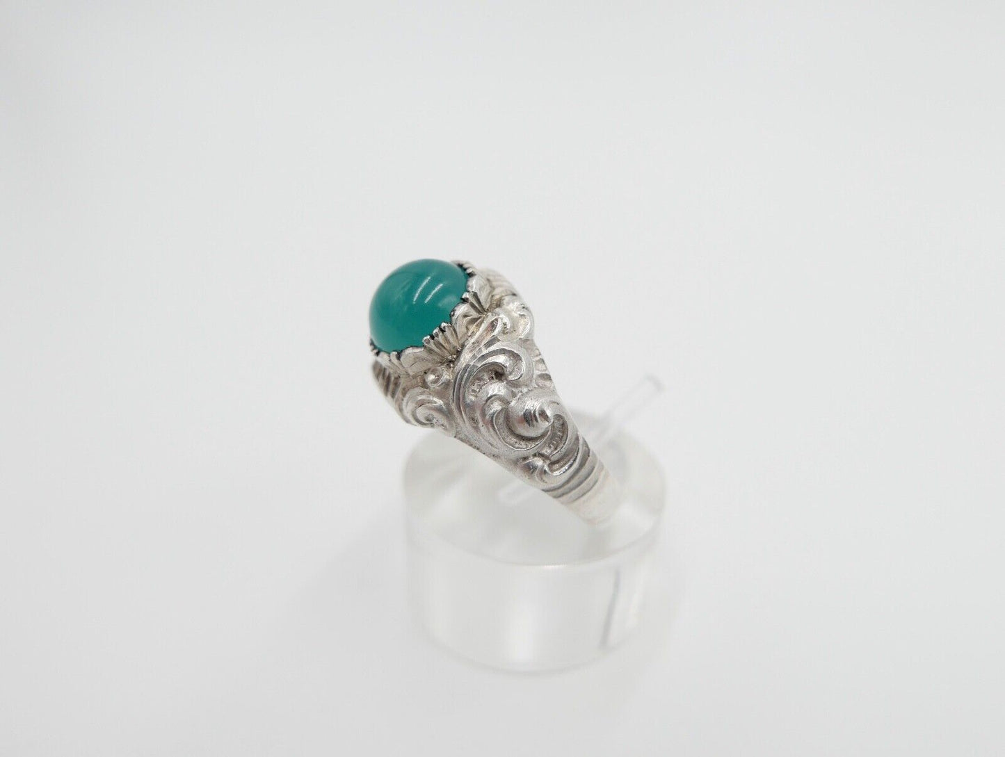 Jugendstil Silberring Damen Ring Gr. 61 Silber 835 grüner Cabochon Chrysopras - Antikhandel-Stuttgart