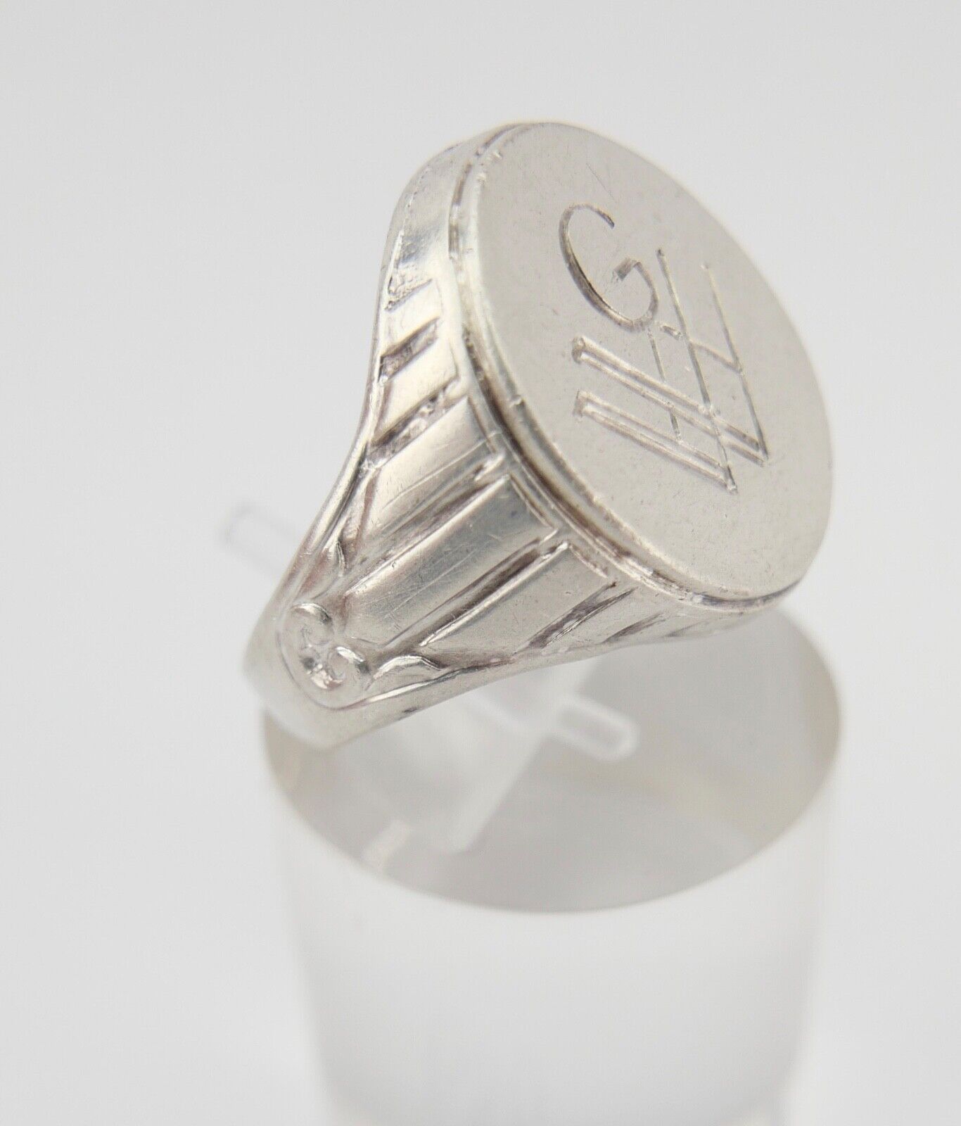 Alter Art Deco Siegelring Herrenring Monogramm GW/WG 835 Silber um 1930 Gr.54 - Antikhandel-Stuttgart