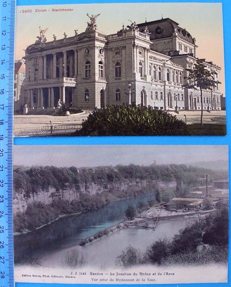 2 seltene alte Ansicht Postkarten ZÜRICH / GENEVE Lot postcards old Schweiz - Antikhandel-Stuttgart