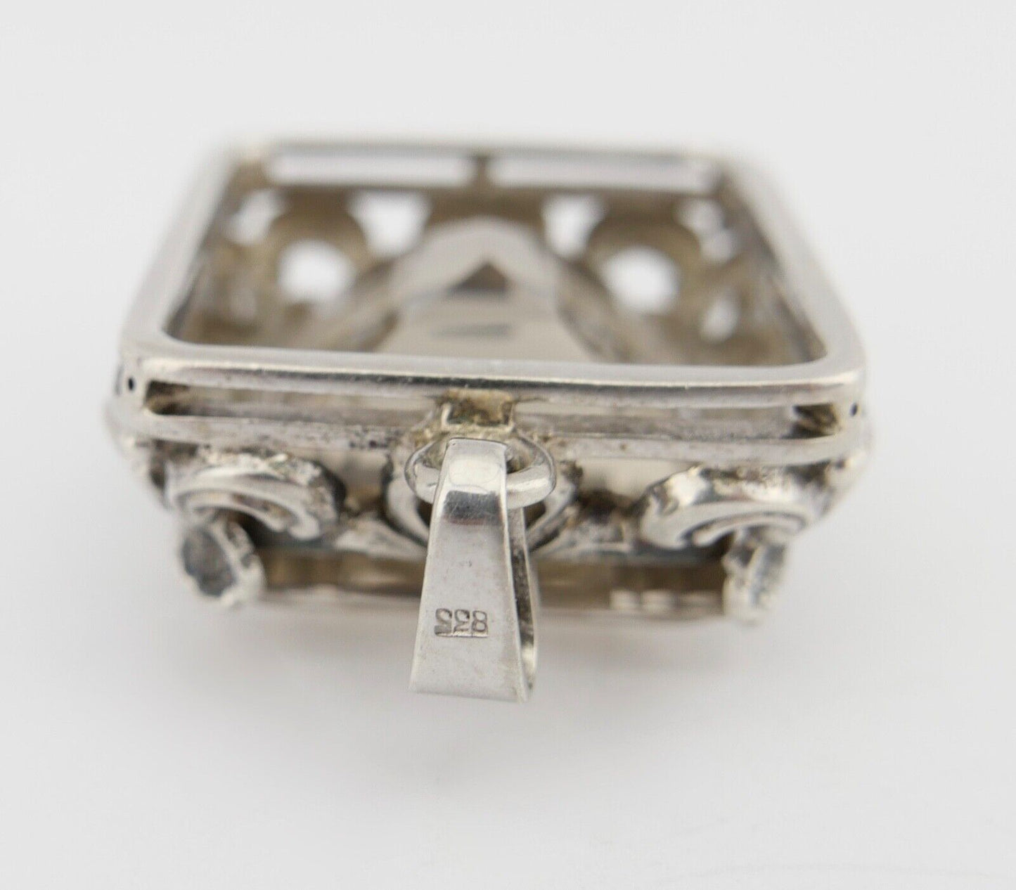 Großer Jugendstil 835 Silber Anhänger Art Deco Beryll weiß Ø 2,4 cm um 1900 - Antikhandel-Stuttgart