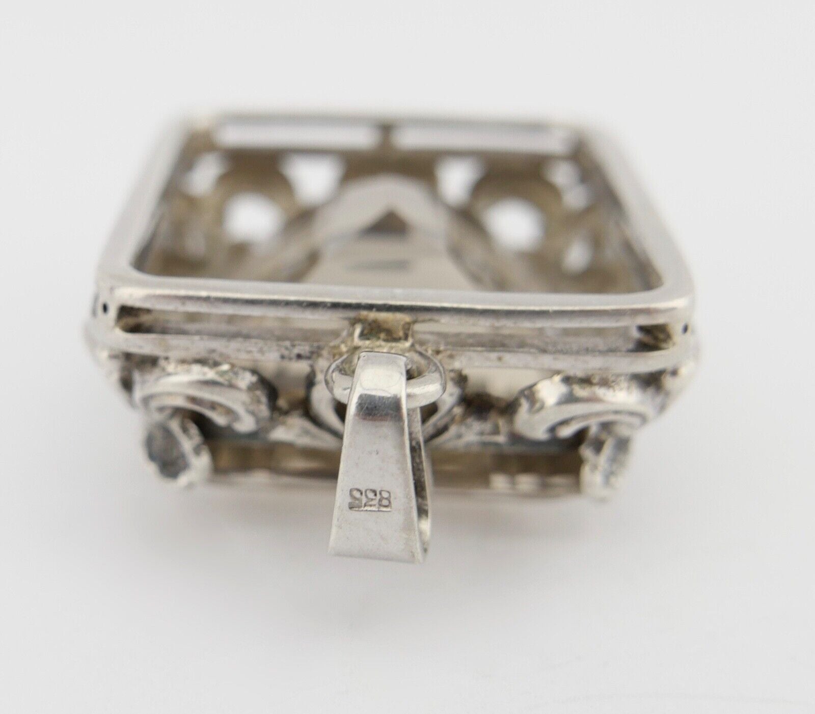 Großer Jugendstil 835 Silber Anhänger Art Deco Beryll weiß Ø 2,4 cm um 1900 - Antikhandel-Stuttgart