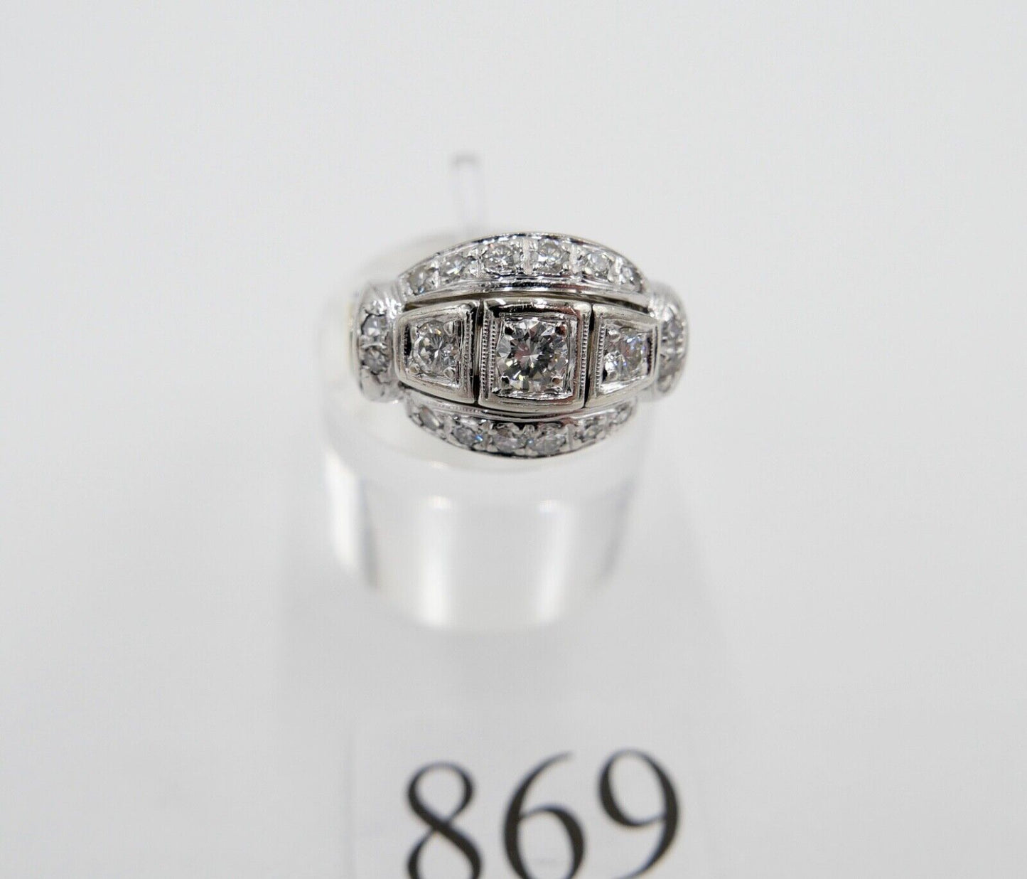 1980er Alter Bicolor Gold Diamant Brillant Damen Ring 0,90 Ctw 585 14K Gr.56 - Antikhandel-Stuttgart