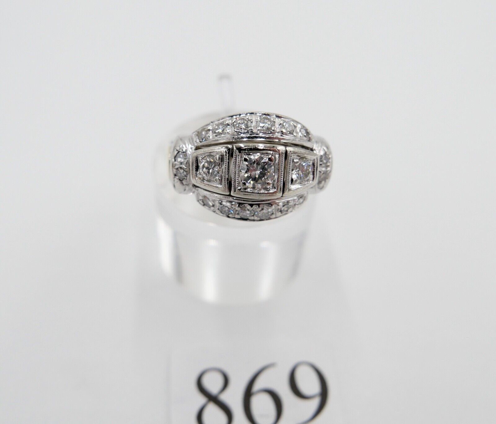 1980er Alter Bicolor Gold Diamant Brillant Damen Ring 0,90 Ctw 585 14K Gr.56 - Antikhandel-Stuttgart