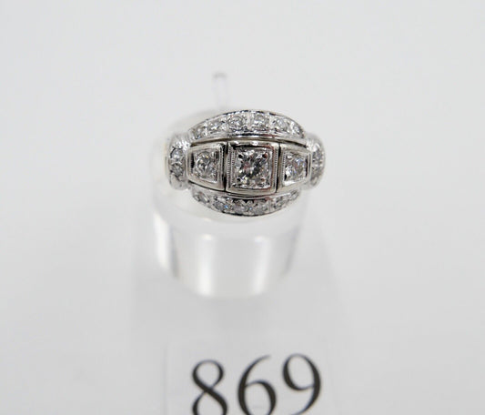 1980er Alter Bicolor Gold Diamant Brillant Damen Ring 0,90 Ctw 585 14K Gr.56 - Antikhandel-Stuttgart