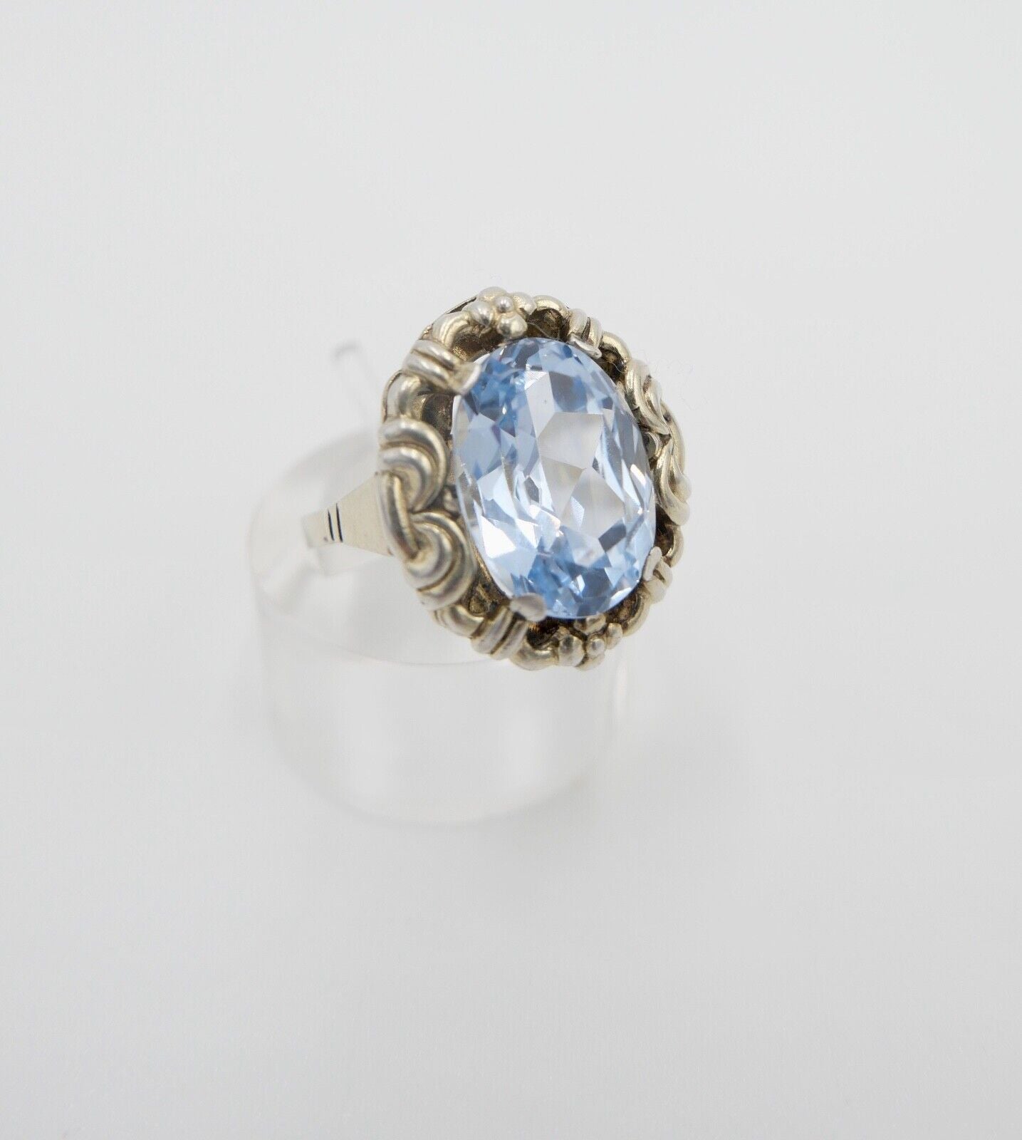 JUGENDSTIL Damenring 935 Silber vergoldet Gr. 54 synthetischer Spinell - Antikhandel-Stuttgart