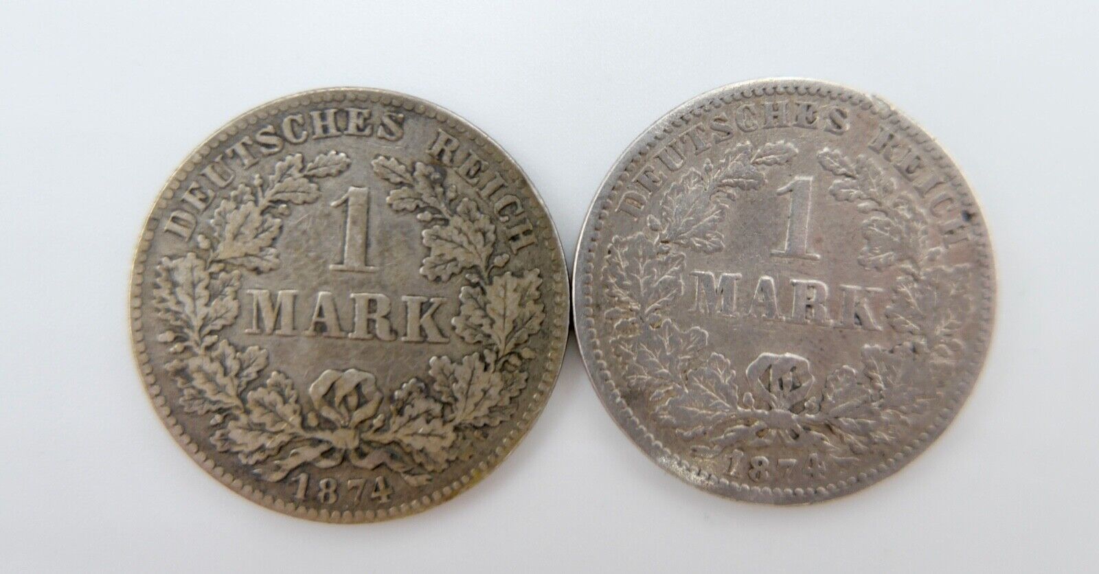 2x 1 Mark Deutsches Reich 1874 F G Jäger J.9 - Antikhandel-Stuttgart