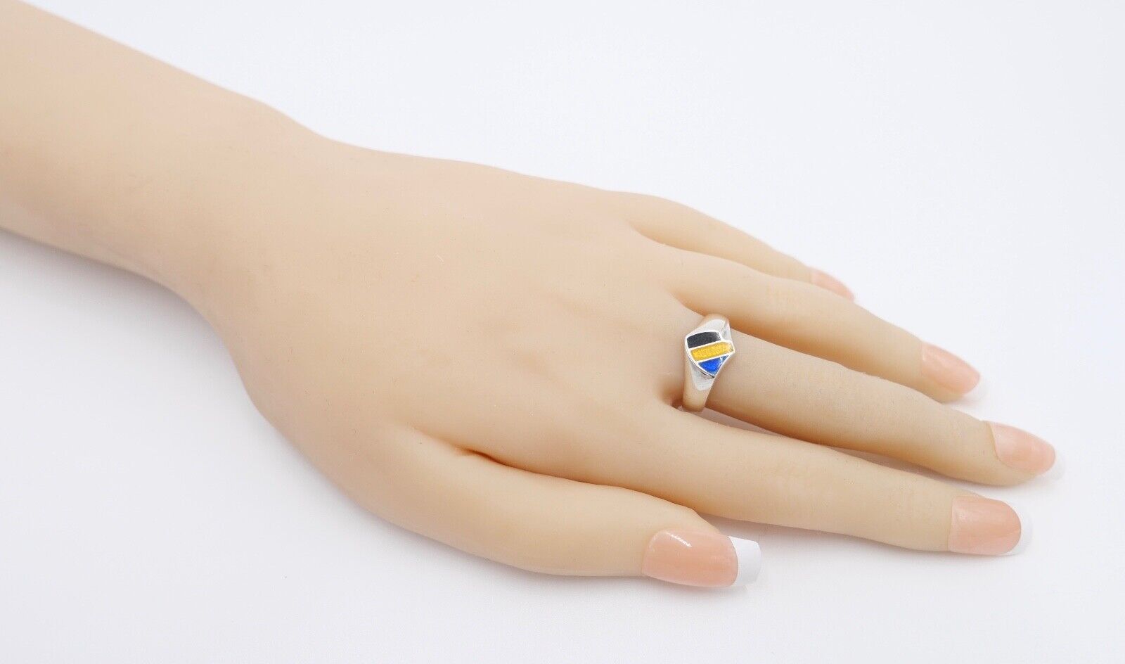 20er Jahre Studentika Patriotischer Ring Studentenverbindung 800 Silber Emaille - Antikhandel-Stuttgart