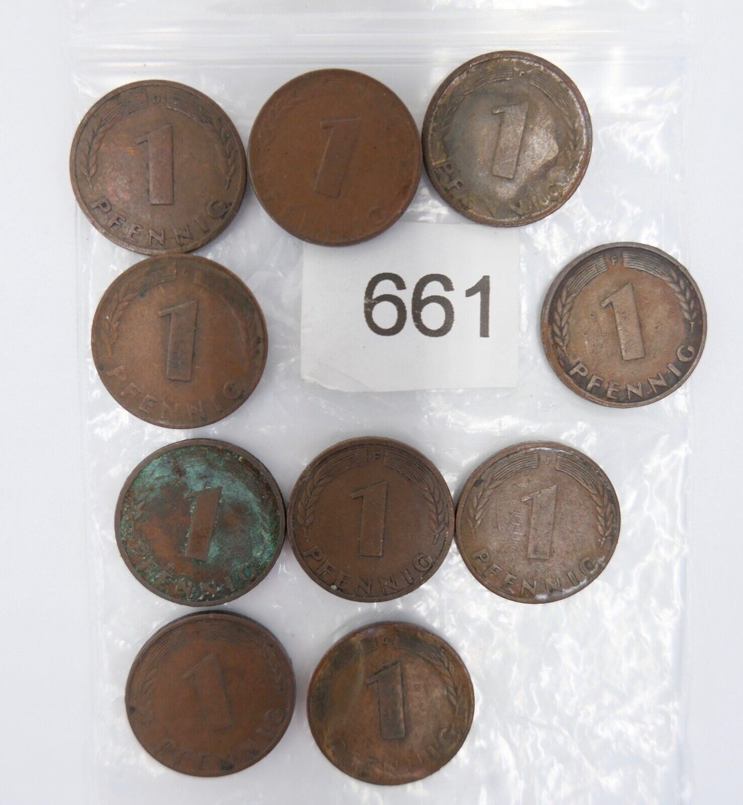 10x 1 Pfennig 1948 1949 Konvolut LOT Mark Währung Deutschland - Antikhandel-Stuttgart