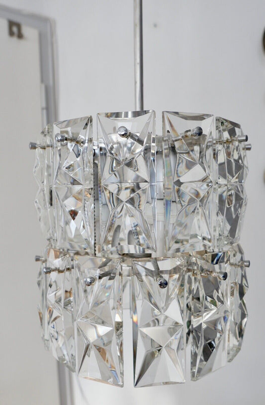 1960er tief hängende KINKELDEY Kristall Deckenleuchte Deckenlampe Lüster 122cm - Antikhandel-Stuttgart