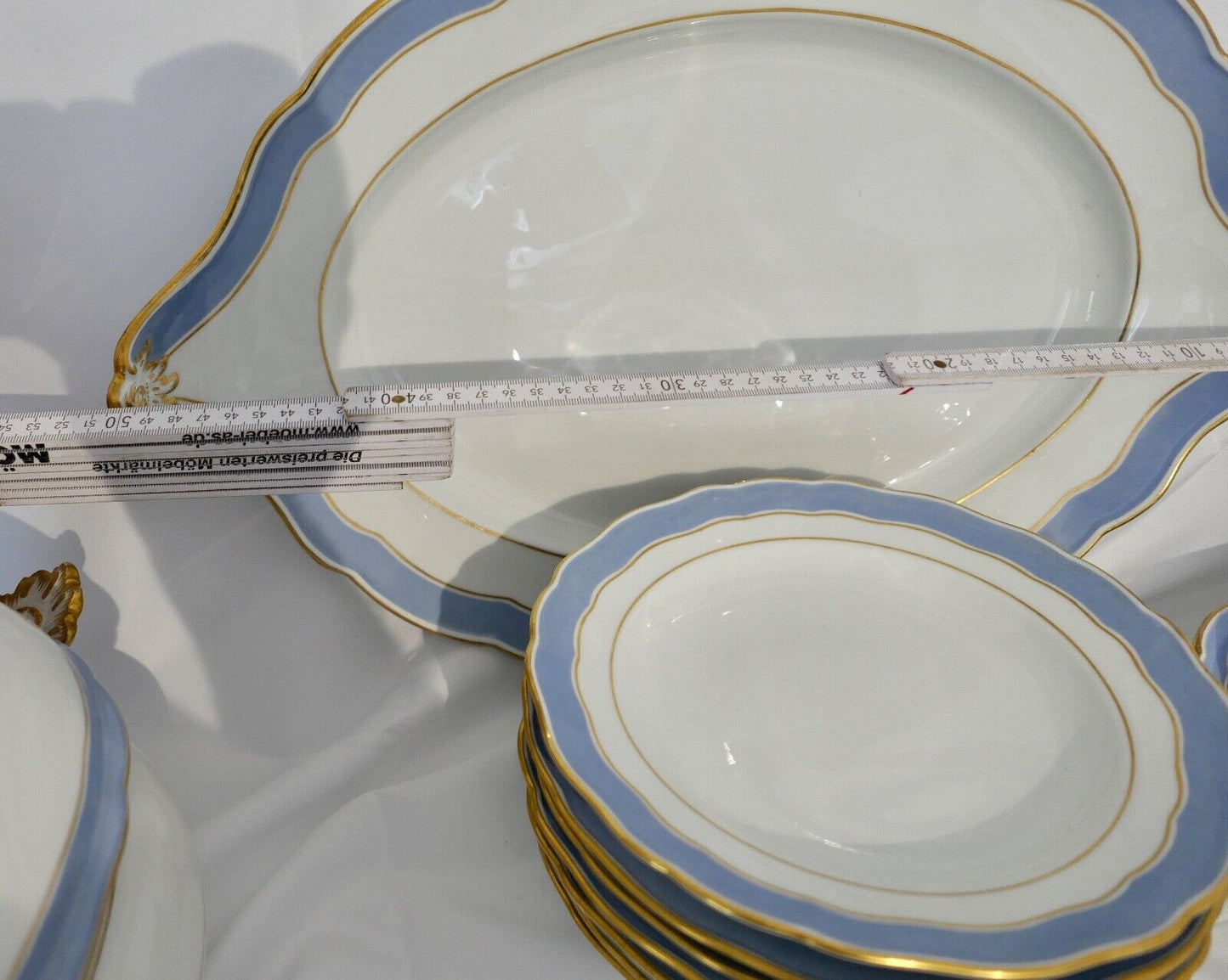 Knaufzeit seltenes Meissen Speiseservice Weiß Blau Gold Putto XXL Platte 1.Wahl - Antikhandel-Stuttgart