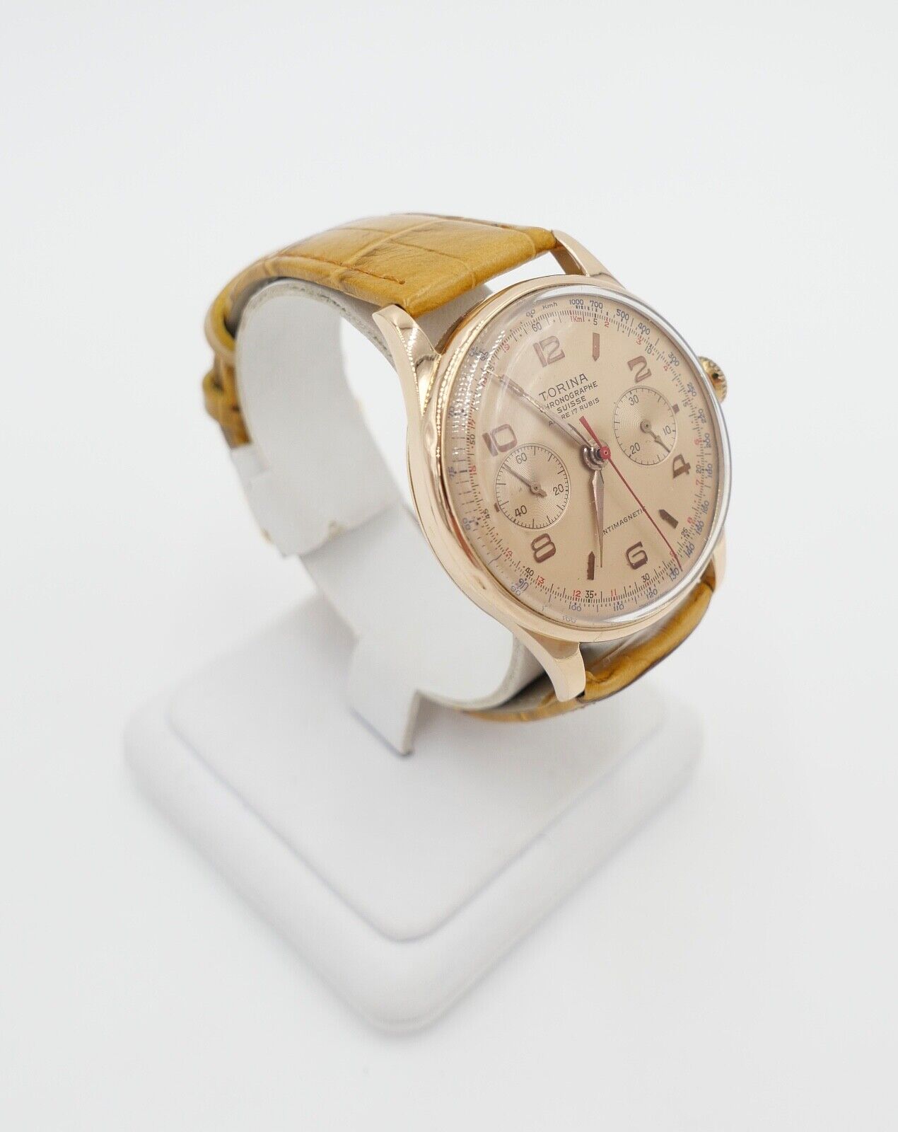 Torina Chronograph 1950er 750 18K Gold Landeron L.248 Herren Armbanduhr Ø 37,5mm - Antikhandel-Stuttgart
