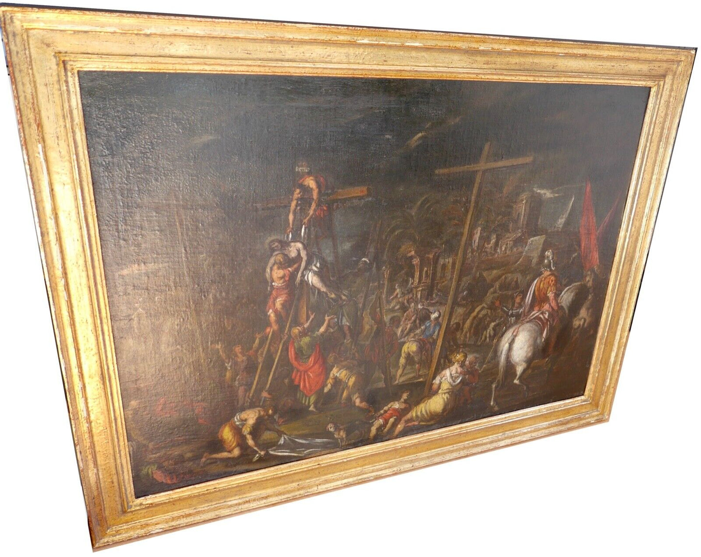 ANTIK 17. Jh KALVARIENBERG ALTMEISTER Gemälde Jesus Öl 106x81,5 cm Goldrahmen - Antikhandel-Stuttgart