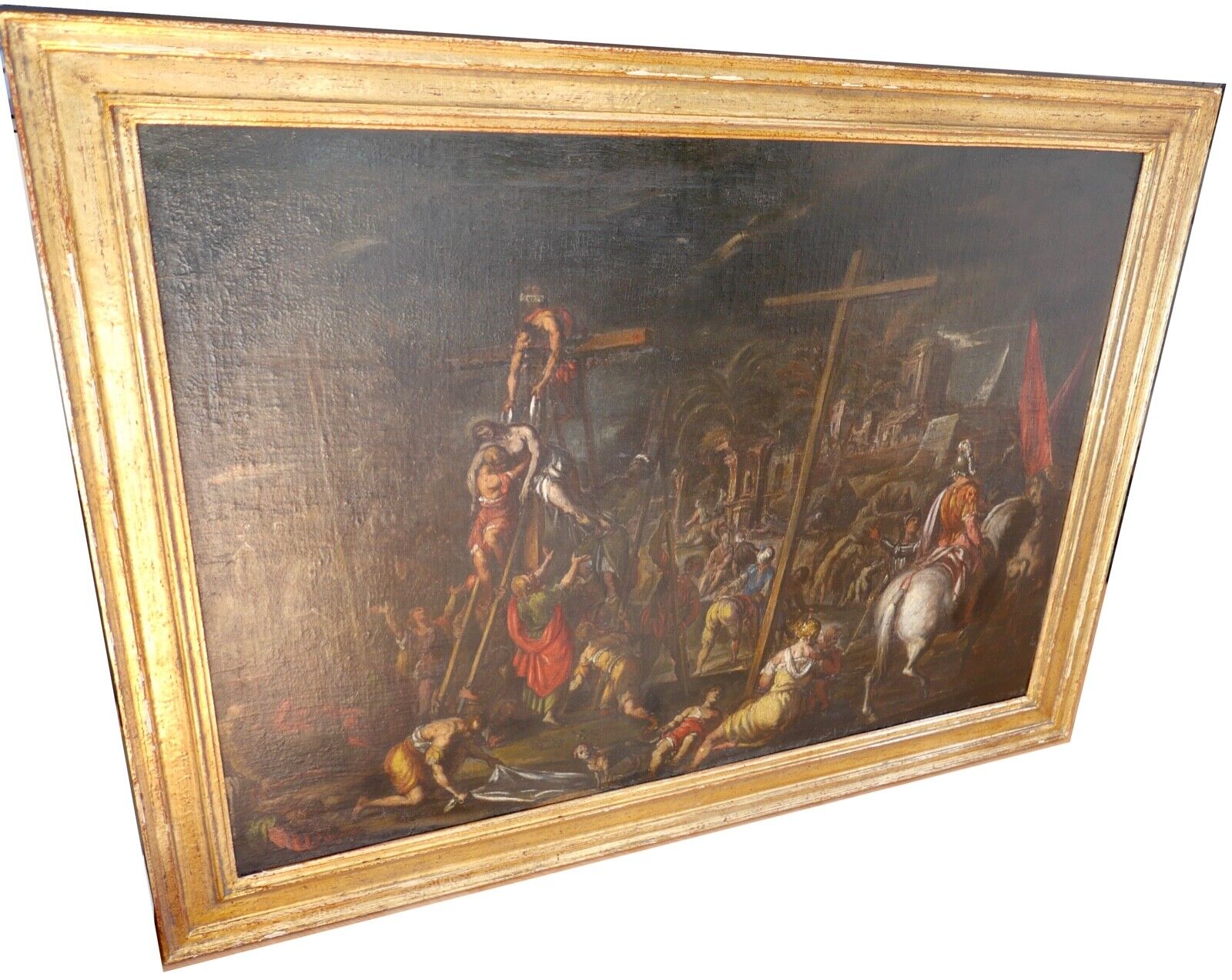 ANTIK 17. Jh KALVARIENBERG ALTMEISTER Gemälde Jesus Öl 106x81,5 cm Goldrahmen - Antikhandel-Stuttgart