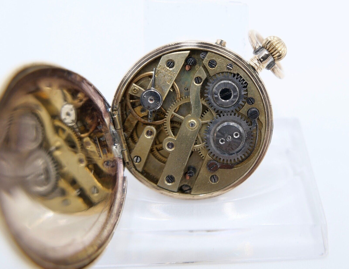 antike Taschenuhr um 1900 Arnold Weber 585 / 14K GOLD 30mm florale Malerei - Antikhandel-Stuttgart