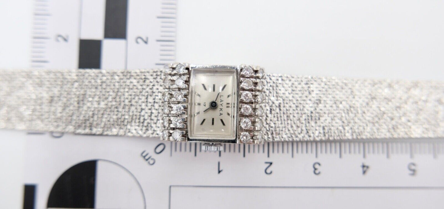 Elegante LAYKA Weißgold Damenuhr 1,32 Ctw mit 24 Brillanten 585 14K - Antikhandel-Stuttgart