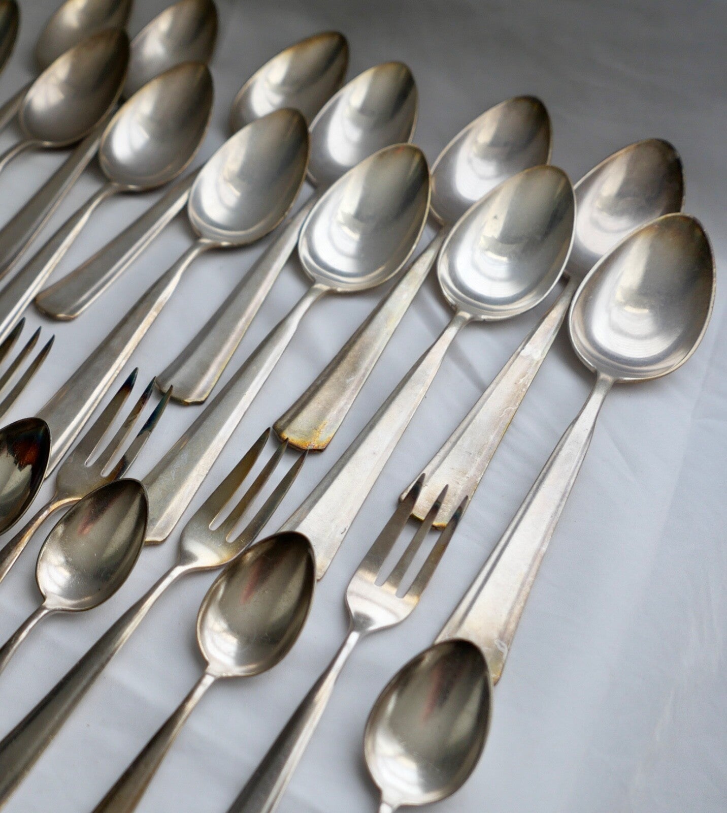 80 Teile WMF 1900 Hammerschlag 90er versilbert Gabel Messer Löffel