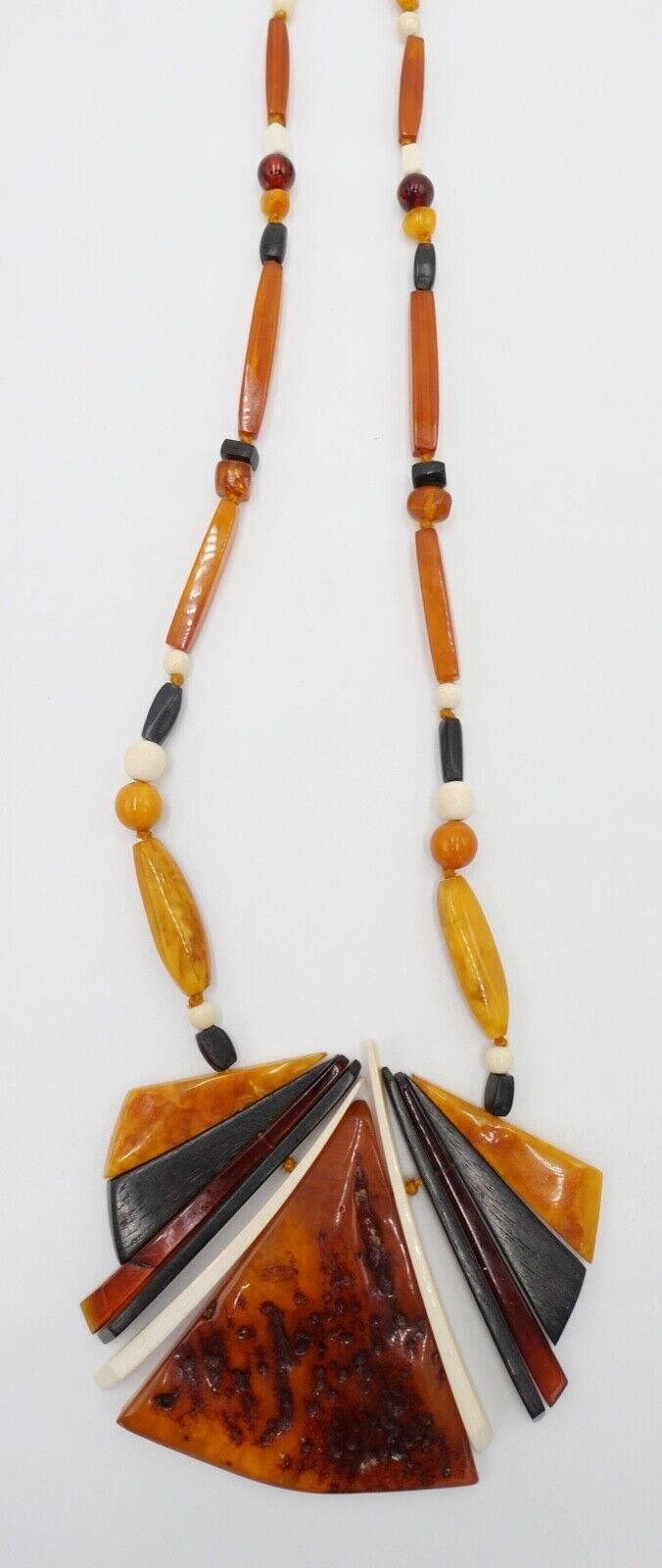 Bernstein & Bein Collier Kette butterscotch Halskette Ø 80cm vergoldet - Antikhandel-Stuttgart