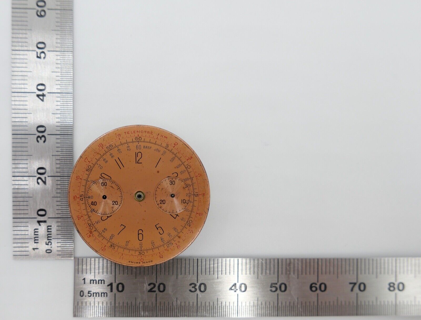 ERSATZTEIL Cal. Landeron Uhrwerk Ziffernblatt Chronograph defekt - Antikhandel-Stuttgart