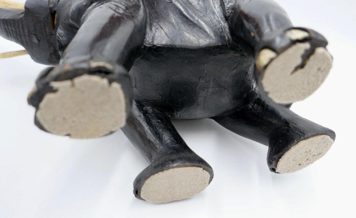 Großer massiver antiker Afrikanischer Holz Elefant 48x38 cm beschichtet 6,1 Kg - Antikhandel-Stuttgart