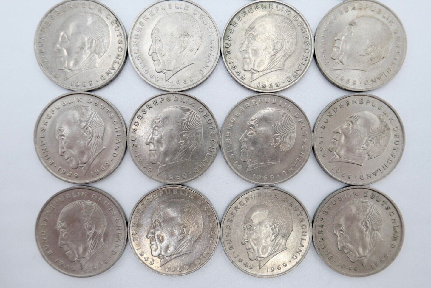 17x 2 DM Mark Konrad Adenauer 1969 - 1973 Jäger J.406 - Antikhandel-Stuttgart