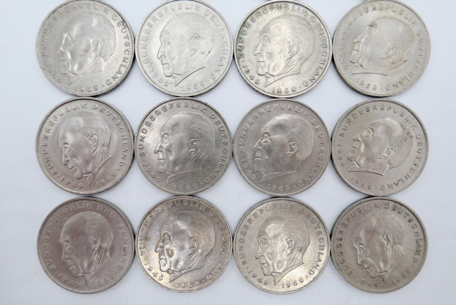 17x 2 DM Mark Konrad Adenauer 1969 - 1973 Jäger J.406 - Antikhandel-Stuttgart