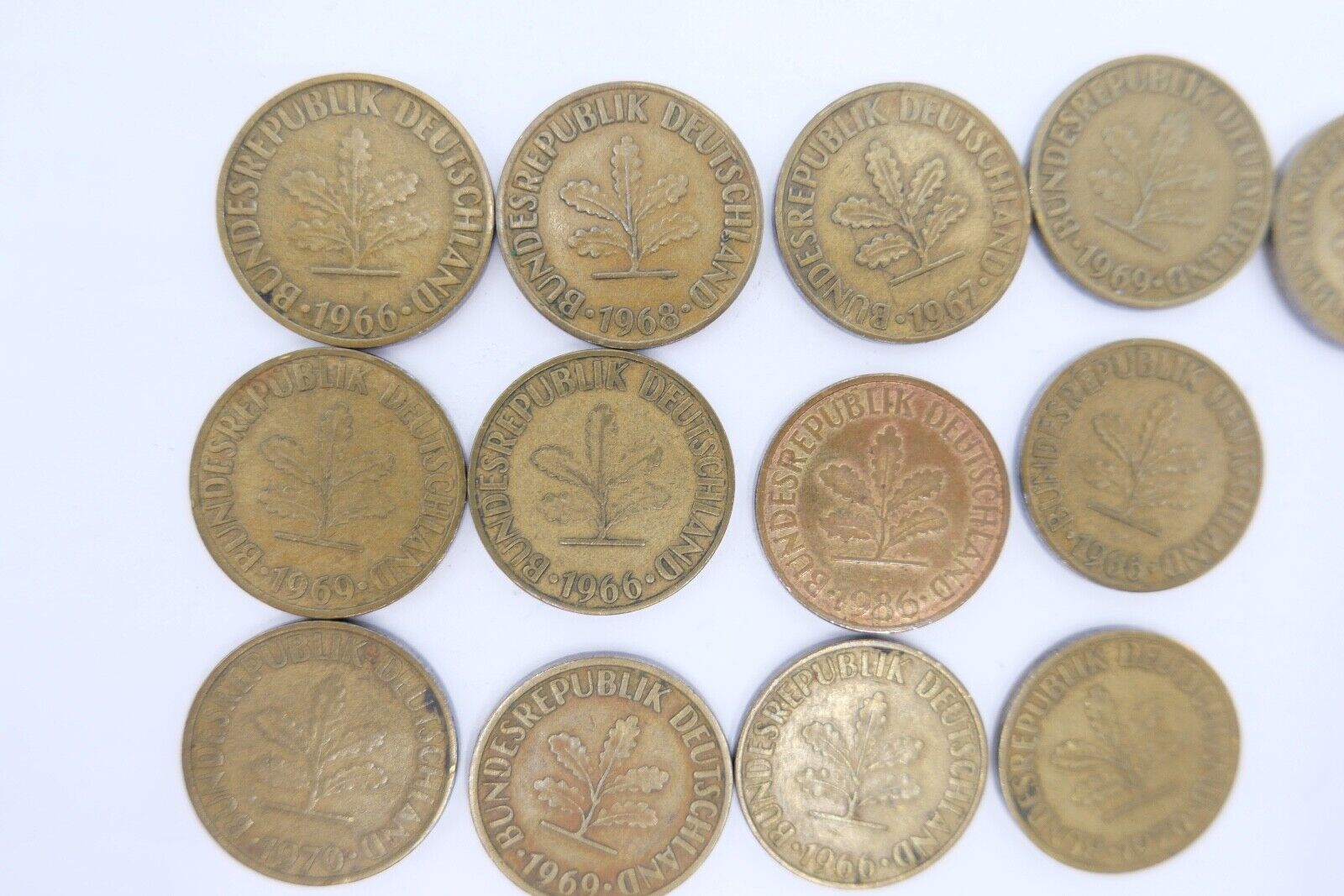 13x 10 Pfennig 1966 1967 1968 1969 1970 1986 D F G J Jäger J. 383 ss-vz - Antikhandel-Stuttgart