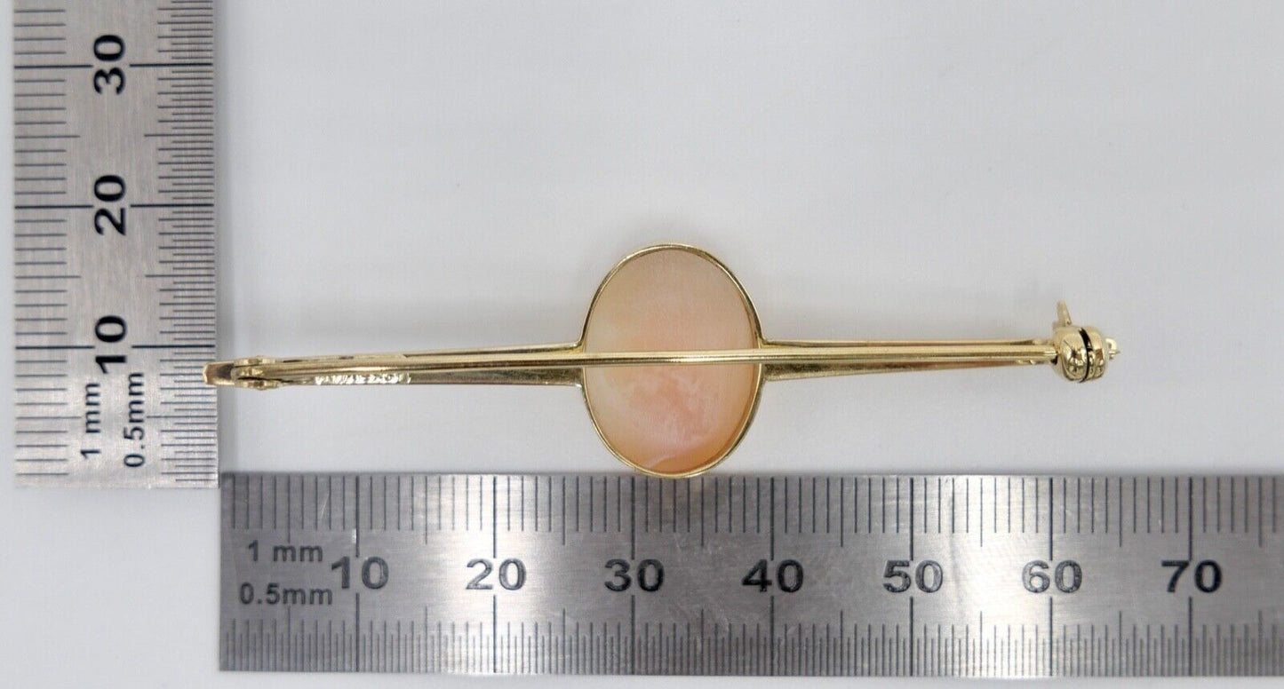 60er Jahre Stabbrosche Stecknadel Kamee Muschel Silber 835 vergoldet - Antikhandel-Stuttgart