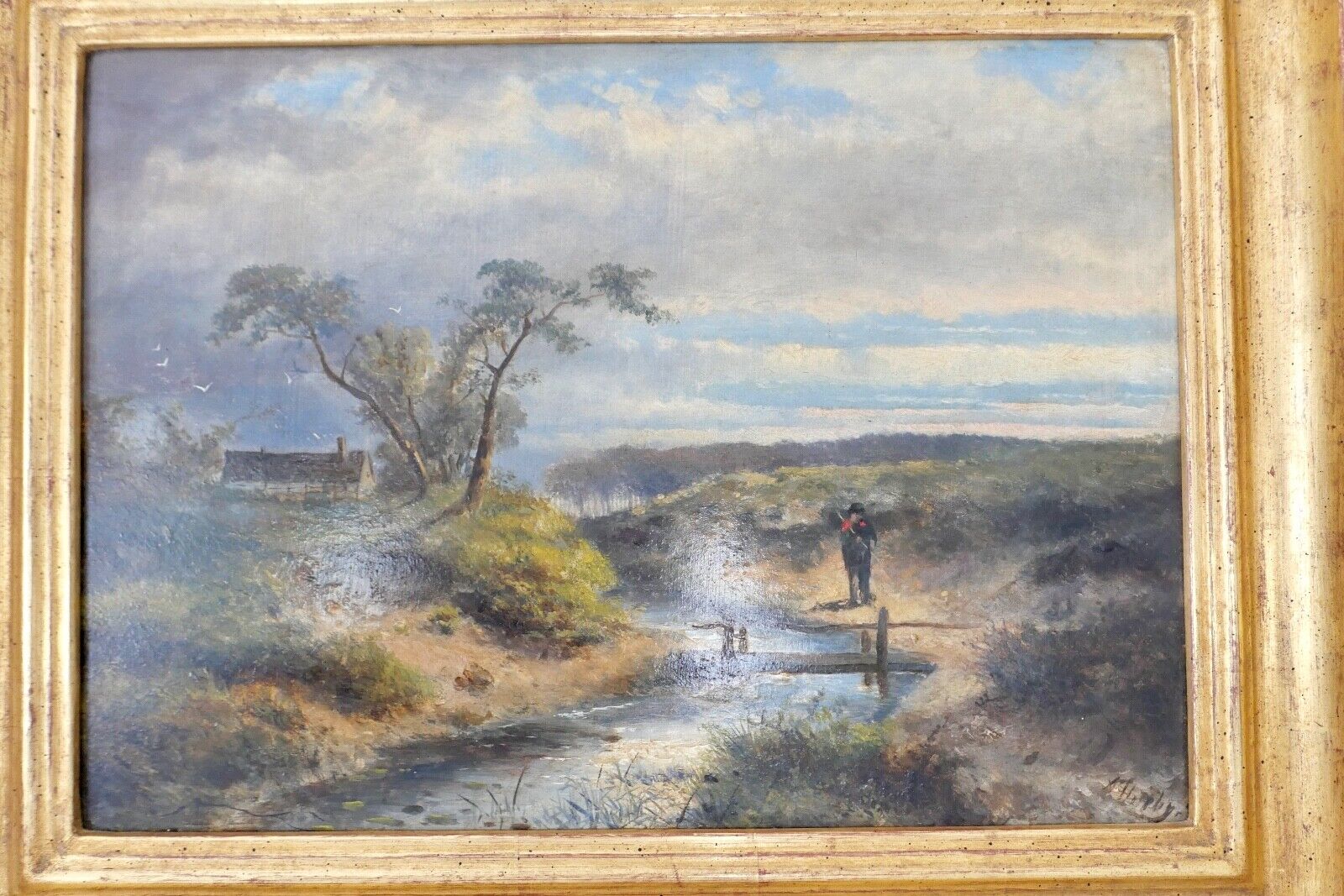 Antikes Ölgemälde Signiert ABRAHAM HULK II (1851-1922) Dünenlandschaft Schäfer - Antikhandel-Stuttgart