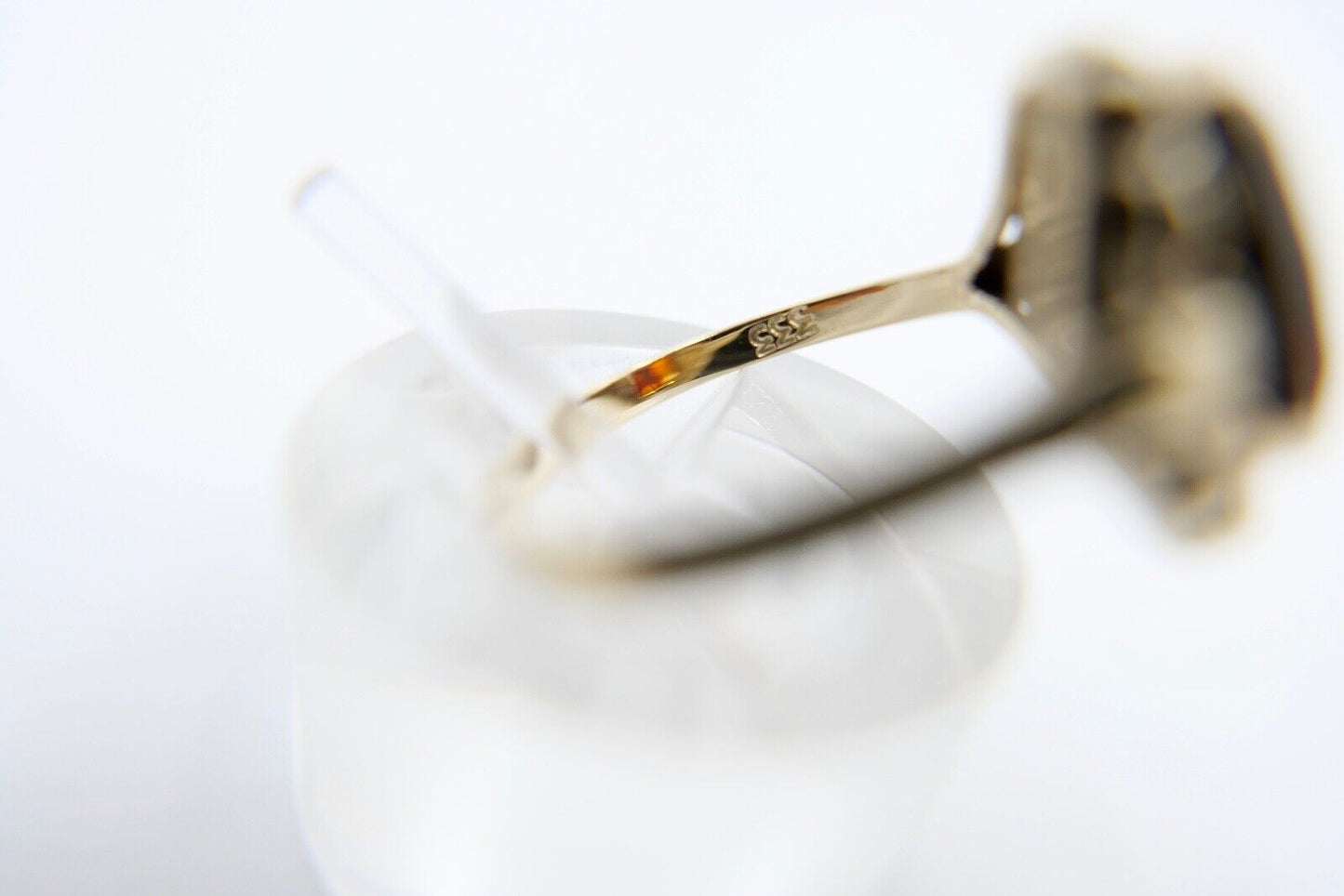 50er Jahre Damenring Gr. 57 Gold 333 / 8K mit großem Citrin - Antikhandel-Stuttgart