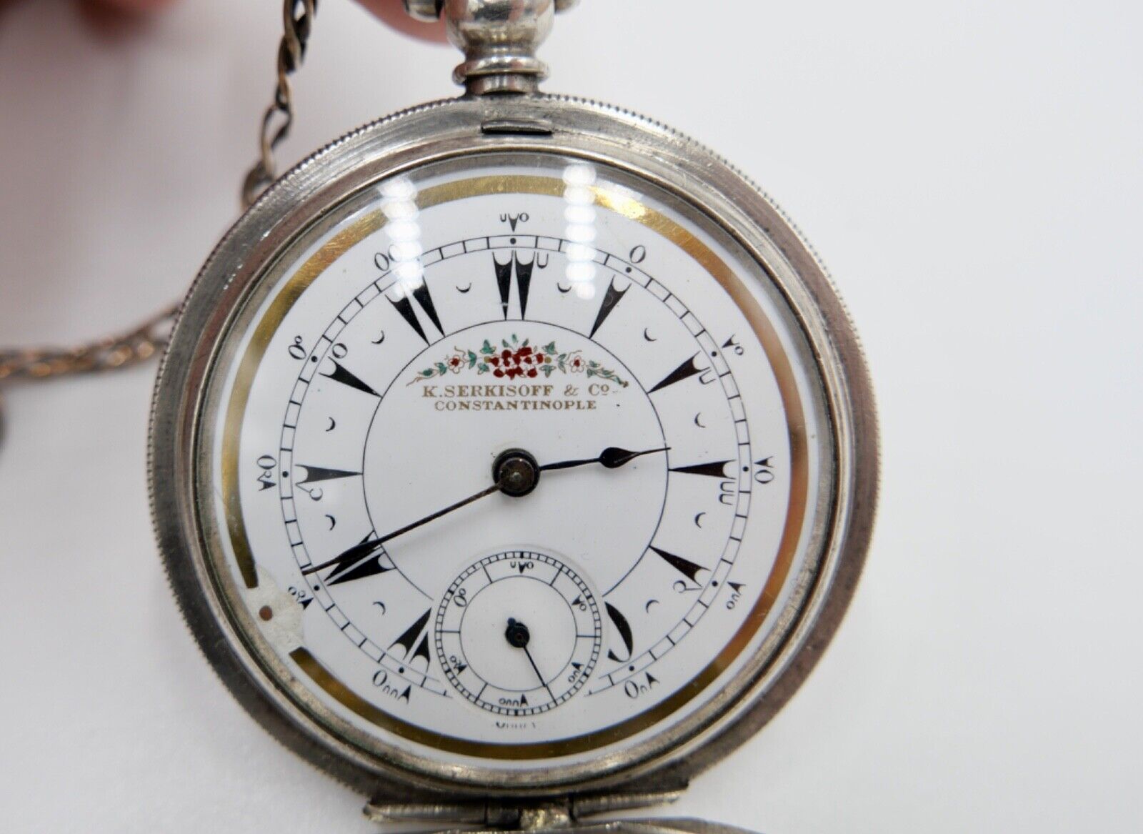 Antike Savonette Taschenuhr K. Serkisoff & Co 800 Silber Constantinople BILLODES - Antikhandel-Stuttgart