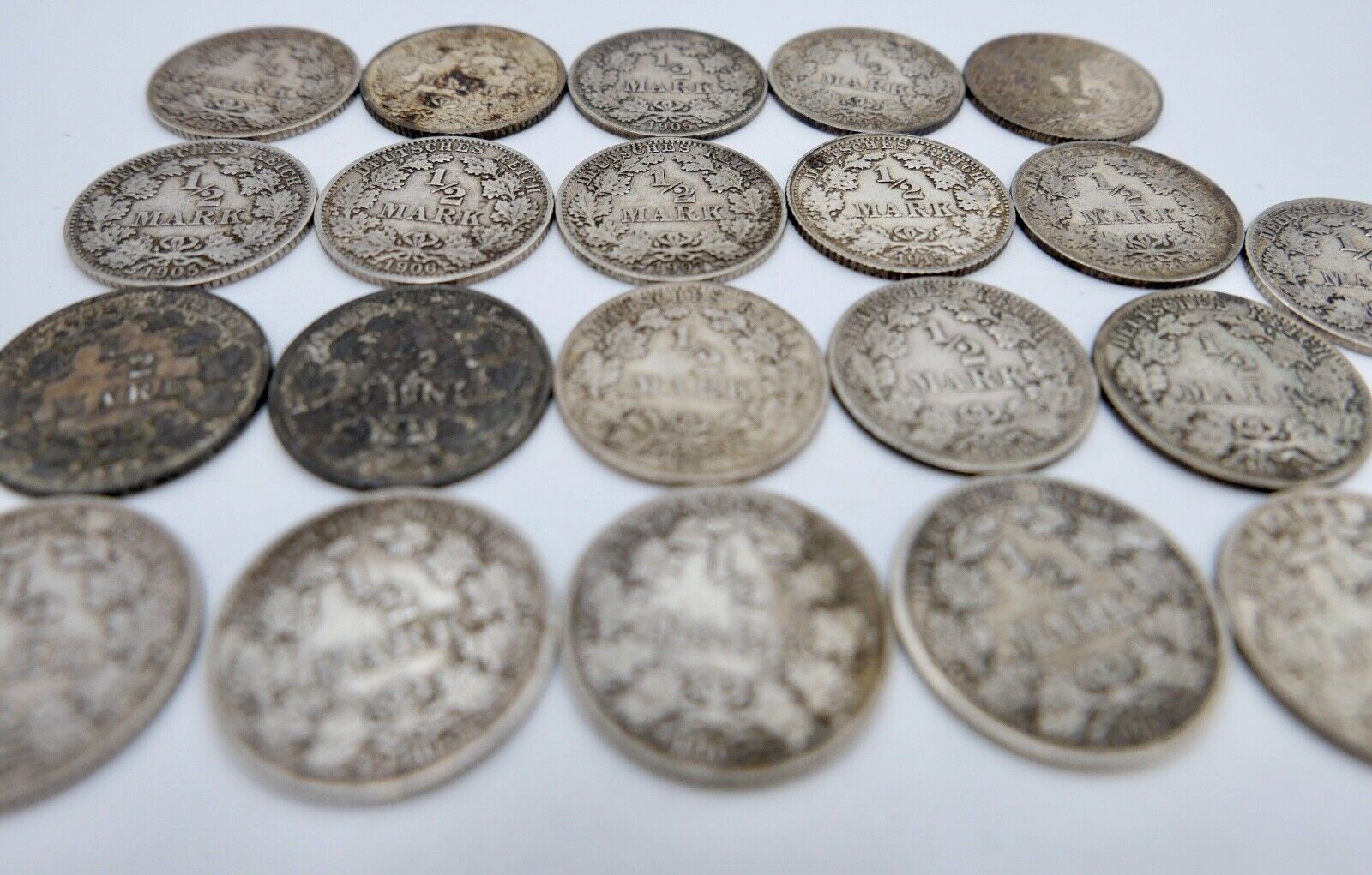 21x 1/2 Mark 1905 1906 1907 1909 1915 1916 J D F G A Silbermünze Jäger J.16 - Antikhandel-Stuttgart