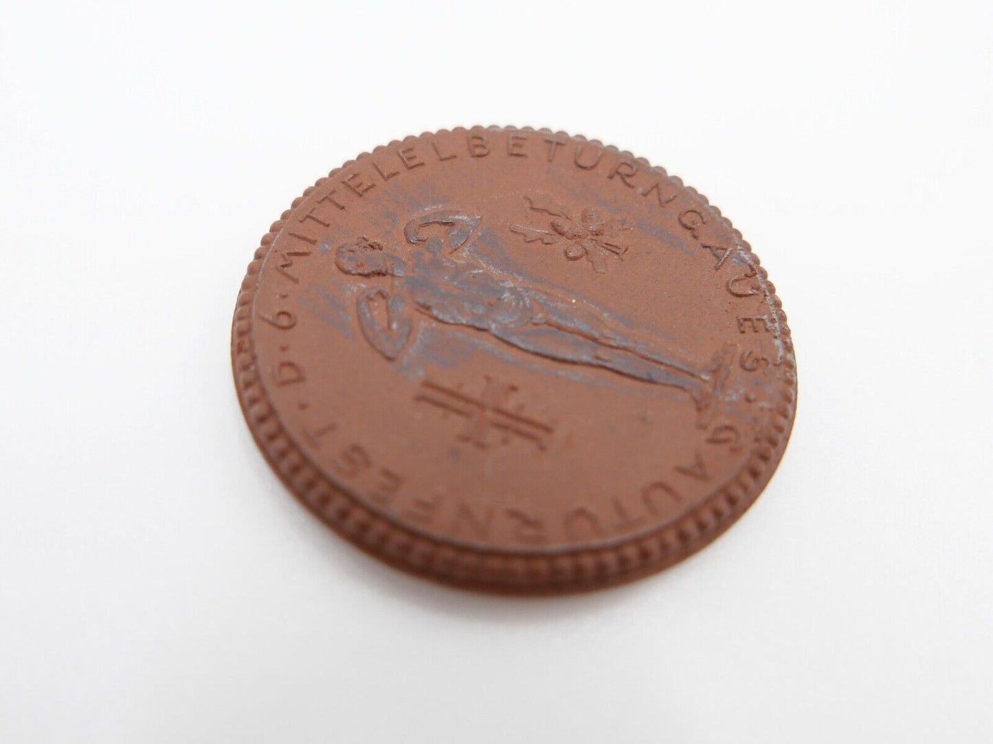 Meissen Porzellan Abzeichen Medaille 1924 Gauturnfest D 6 Mittellelbeturngaues - Antikhandel-Stuttgart