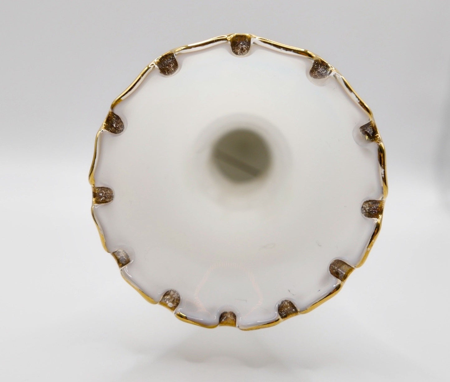 kleine Glas Vase Murano oder böhmisch 21,5 cm Gold Blumen sehr dekorativ