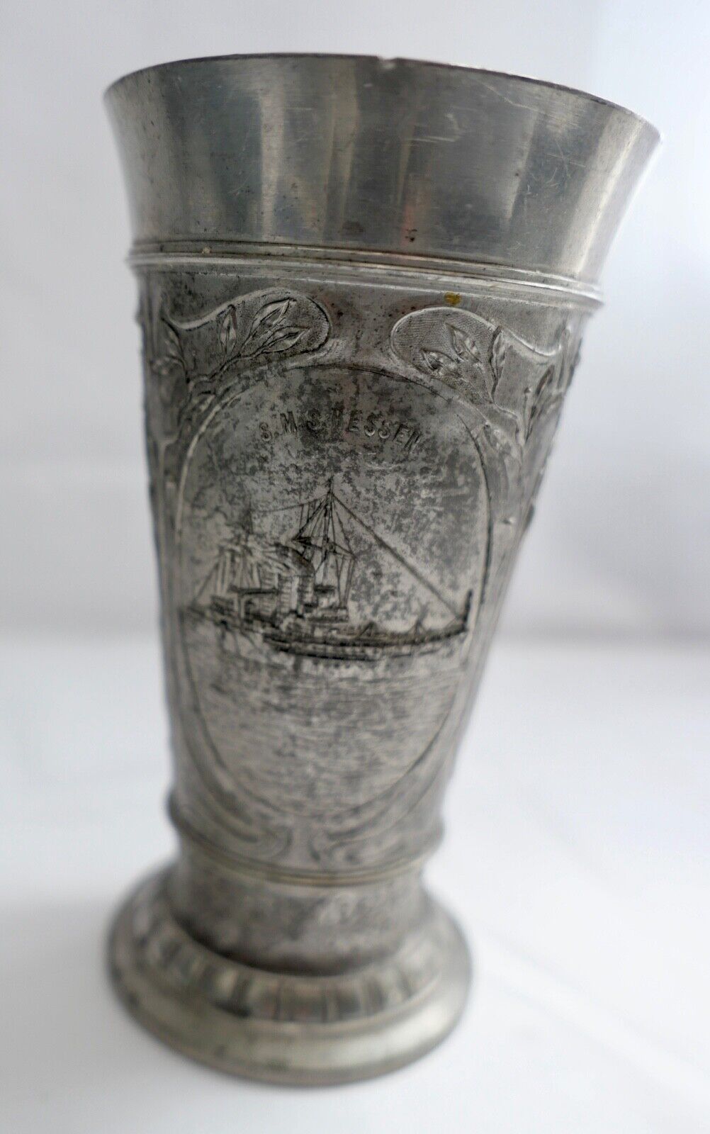 Antiker Zinnbecher Zinn Becher N.B.M Kaiserreich Kaiser Wilhelm II S.M.S. Hessen - Antikhandel-Stuttgart