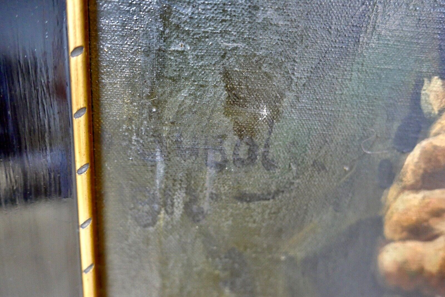 68,5 x 56 cm DUBOIS Gemälde um 1910 Öl auf Leinwand " Pfeifenraucher " - Antikhandel-Stuttgart