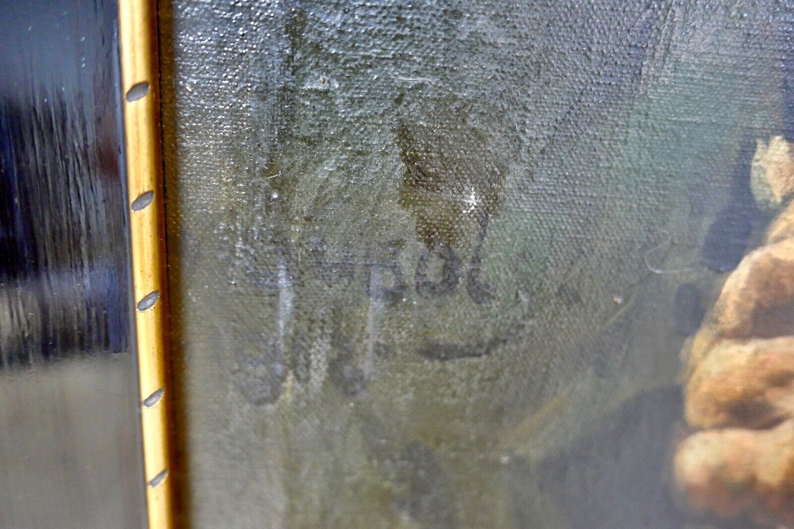 68,5 x 56 cm DUBOIS Gemälde um 1910 Öl auf Leinwand " Pfeifenraucher " - Antikhandel-Stuttgart