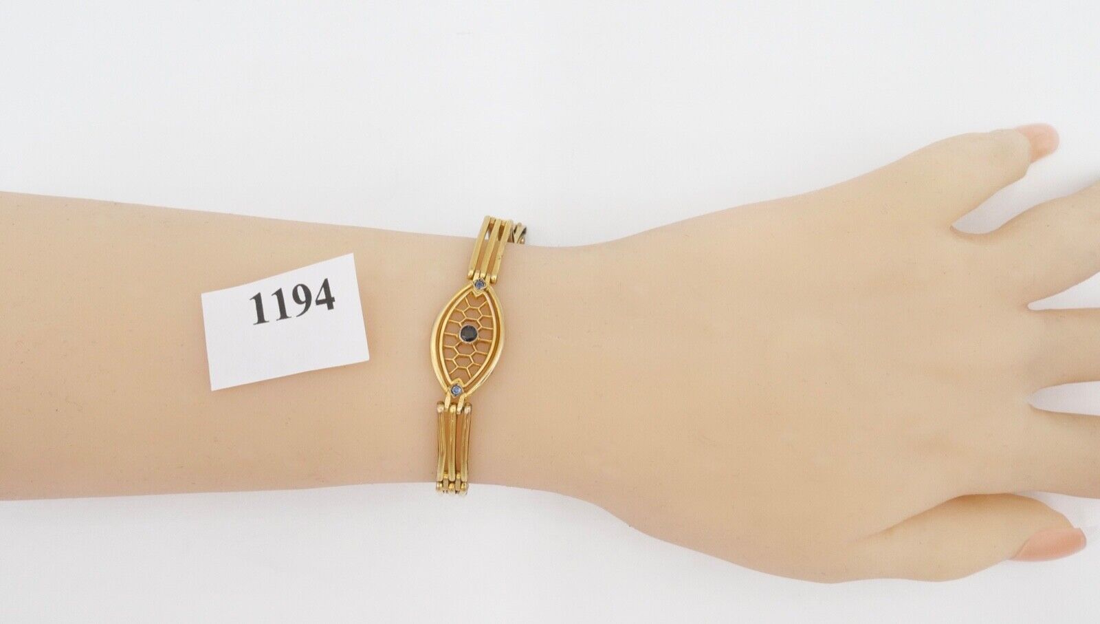 um 1900 Armband Tip Top Union AD Andreas Daub Glasstein 8,5 gr hart vergoldet - Antikhandel-Stuttgart