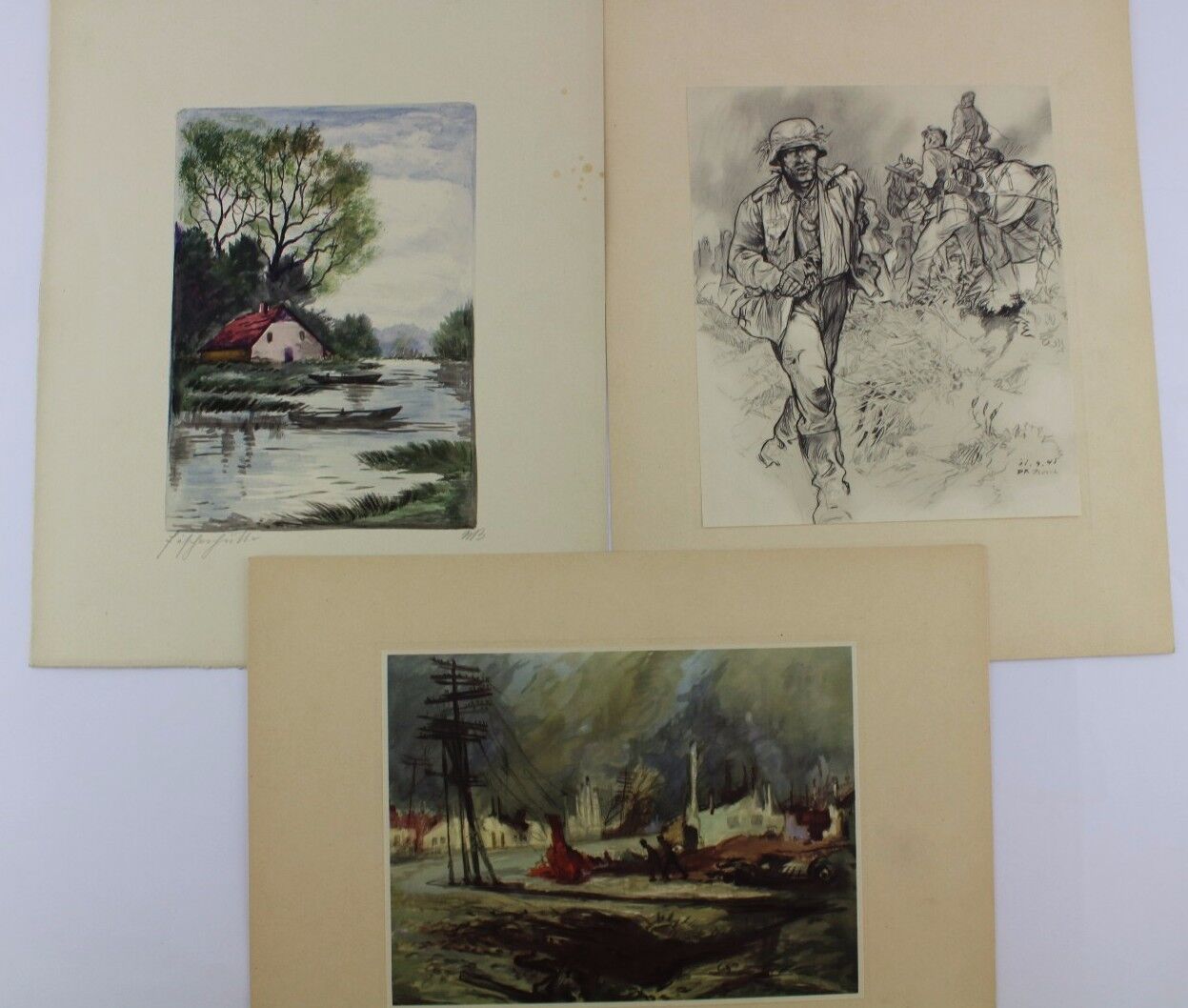 Maler im Osten PK - Mappen Kampf ums Reich 11 Bilder TOP WW WK painting Germany - Antikhandel-Stuttgart