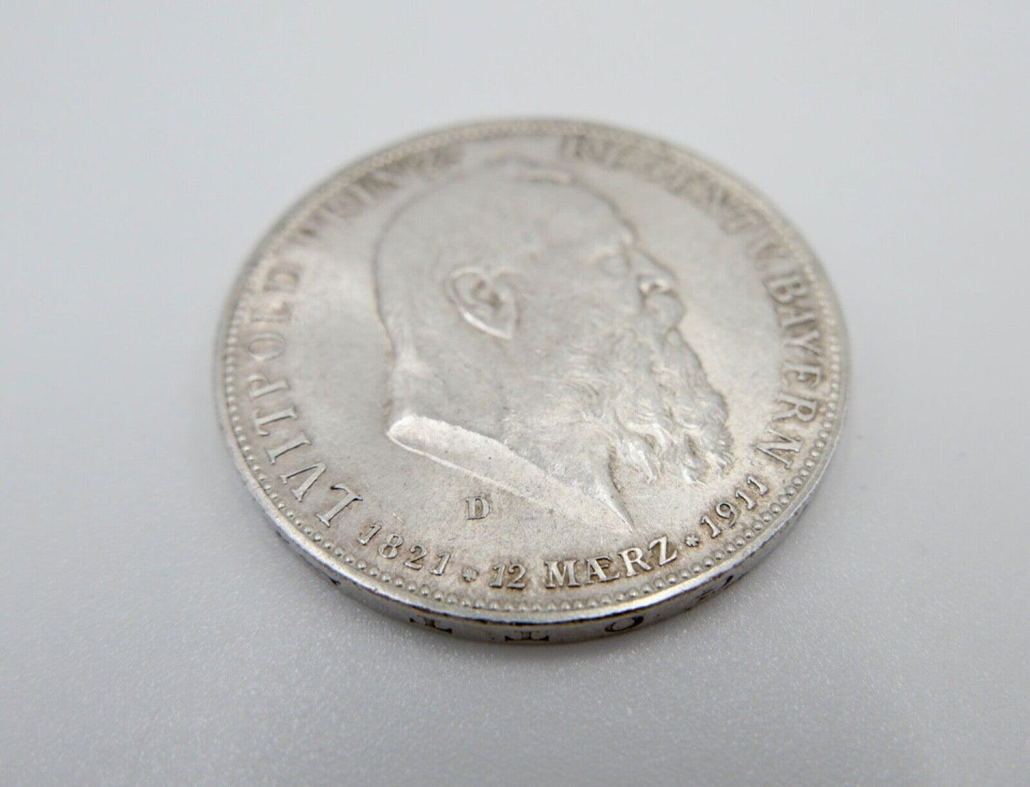 Bayern 5 Mark 1911 D J.50 Jäger Prinzregent Luitpold 90. Geburtstag Silber - Antikhandel-Stuttgart