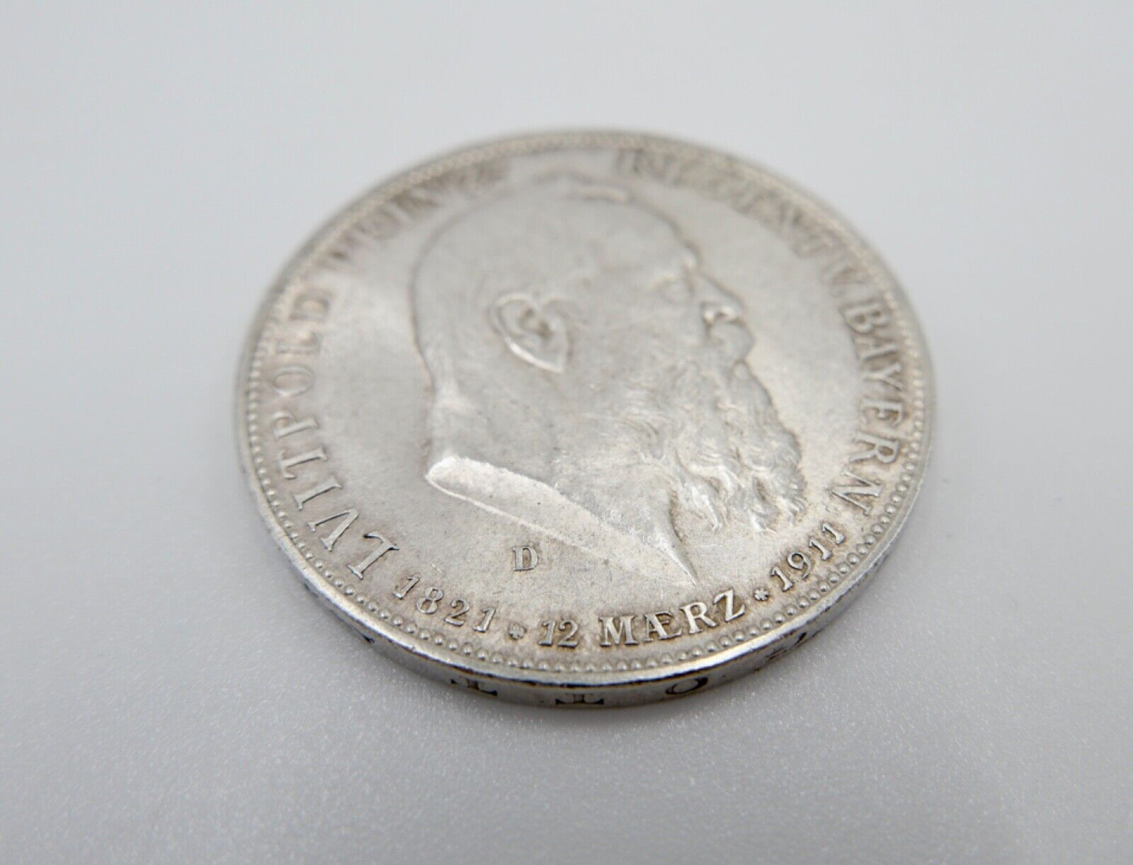 Bayern 5 Mark 1911 D J.50 Jäger Prinzregent Luitpold 90. Geburtstag Silber - Antikhandel-Stuttgart