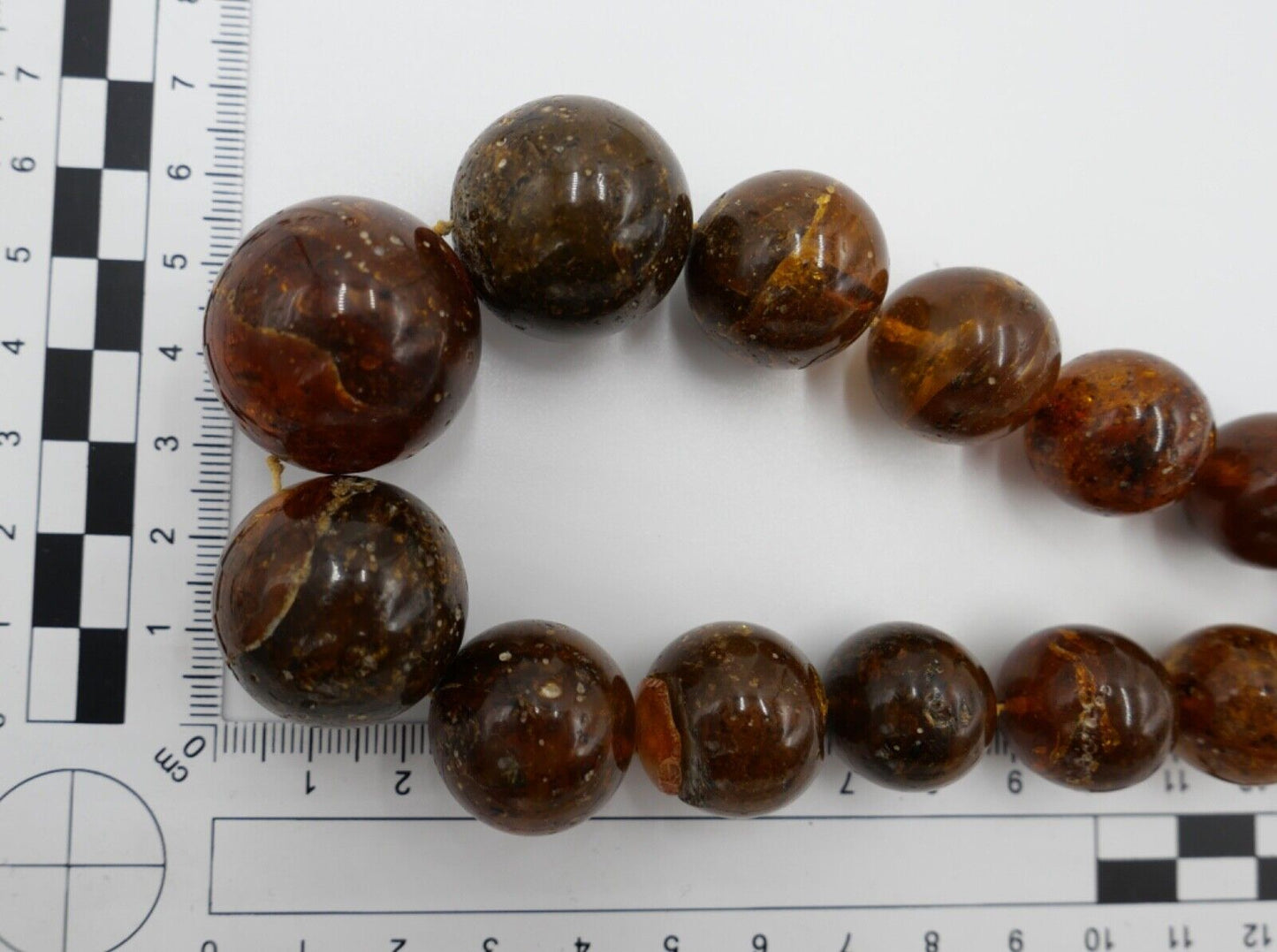 vintage XL Bernstein Kette / Collier / Halskette Kugeln 122 Gramm / 82 cm - Antikhandel-Stuttgart