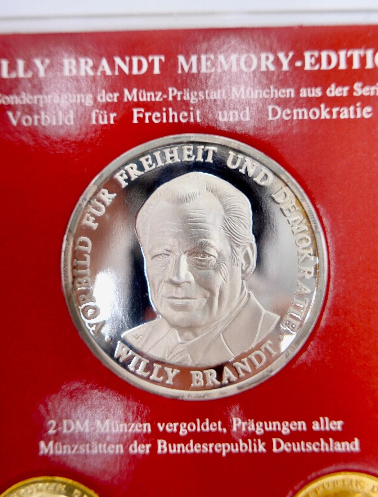 2 DM Willy Brandt Set Memory Edition 1994 NEU vergoldet & Silber Medaille - Antikhandel-Stuttgart