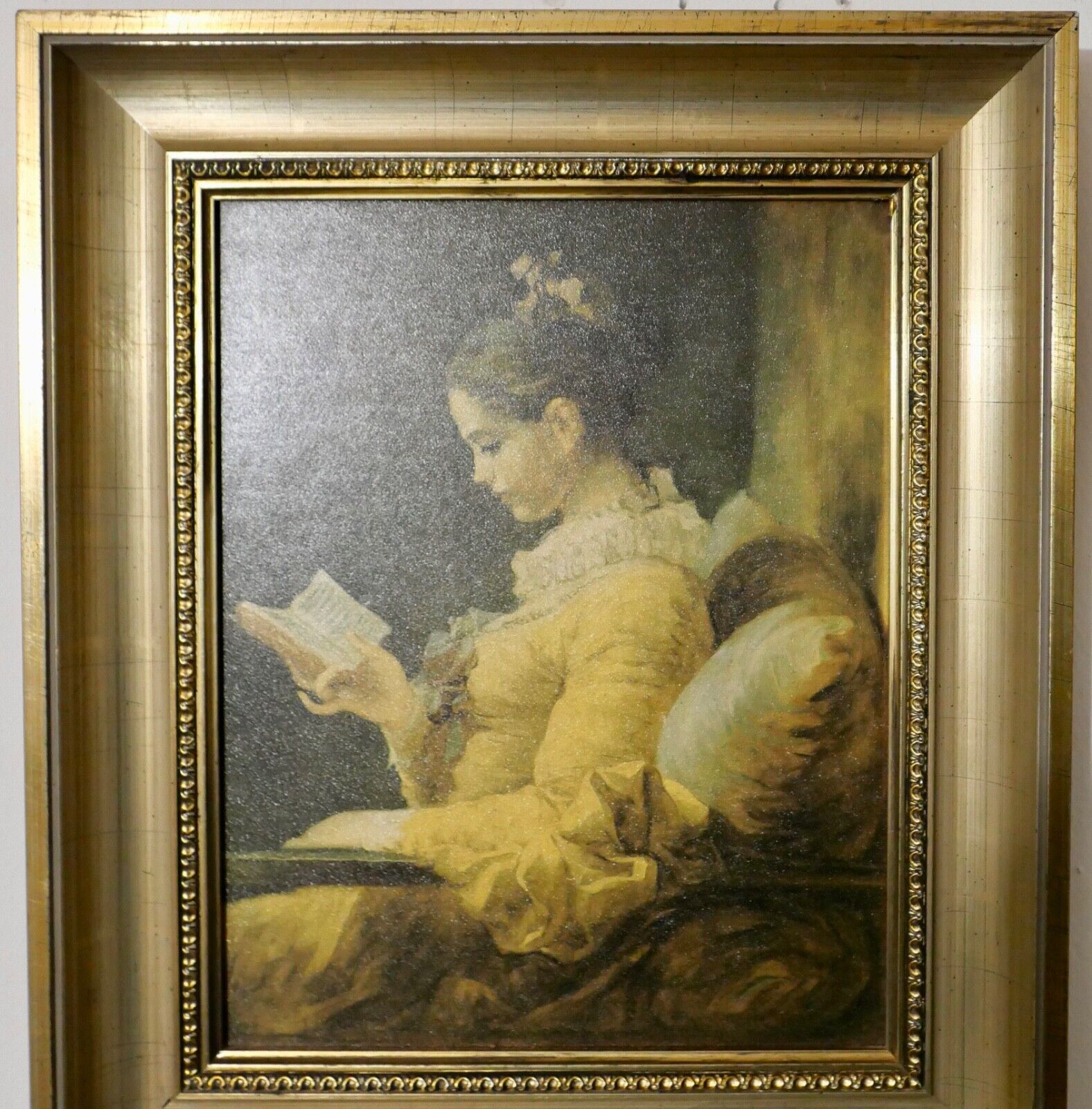 Lesendes Mädchen 1776 Jean Honoré Fragonard KUNSTKOPIE - DRUCK 37x31cm - Antikhandel-Stuttgart
