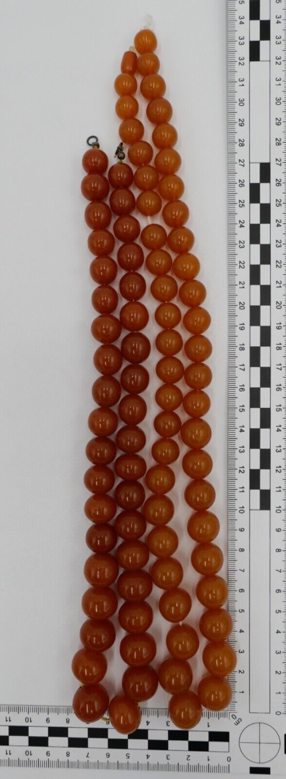 2x Bernstein Kugel Kette / Ketten Pressbernstein 152 Gramm - Antikhandel-Stuttgart