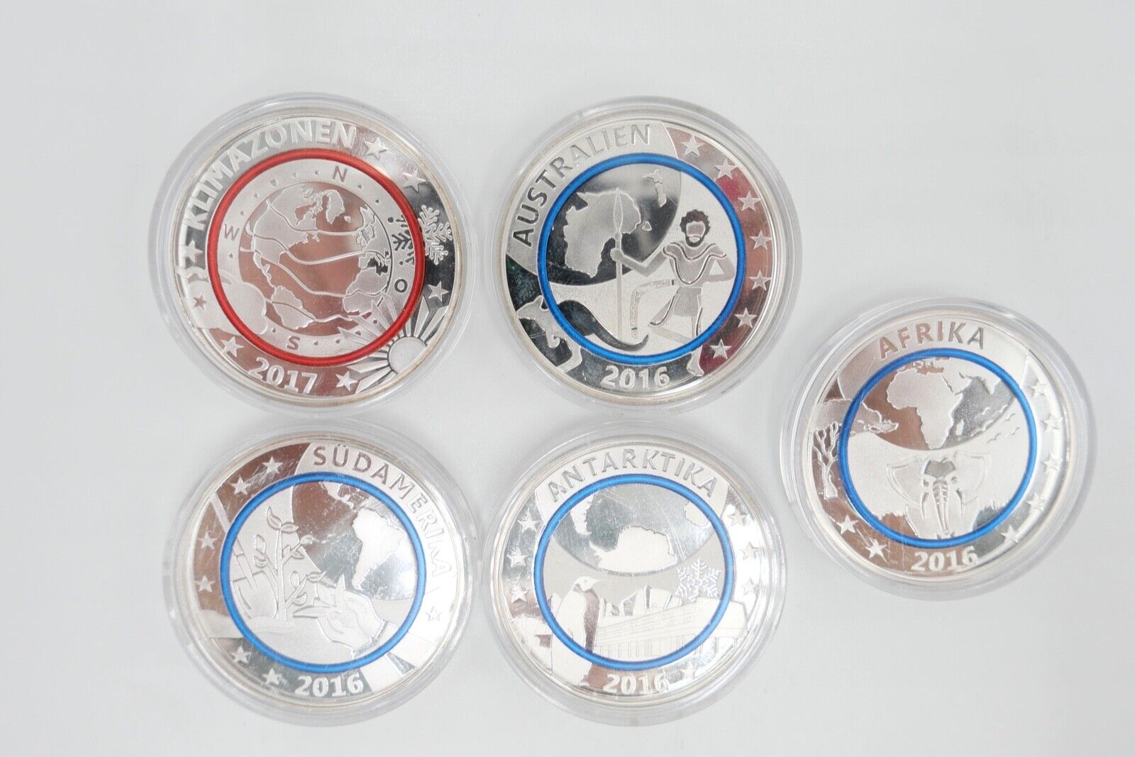 5 Stück Deutsche Sonder Gedenkausgabe - Blauer Planet Erde 2016 Silber 333 - Antikhandel-Stuttgart
