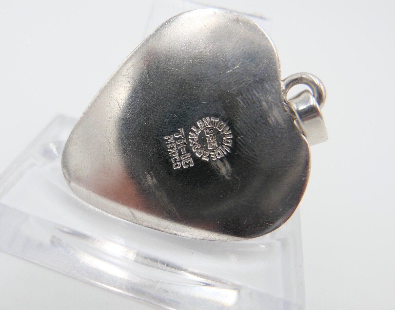 925 Silber Taxco Antonio Hernandez Herz Anhänger mit Malachit Tigerauge 40x35 mm - Antikhandel-Stuttgart