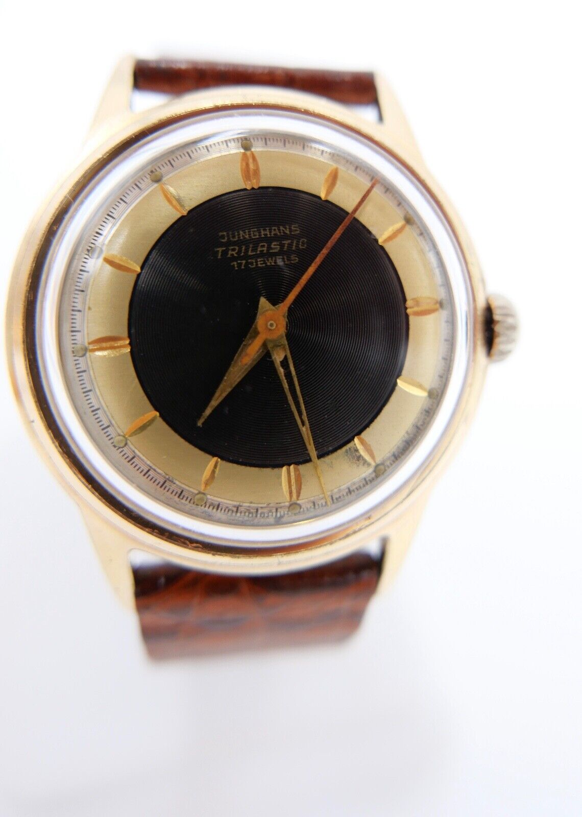 Junghans Cal. J 93/1 " Trilastic " Herren Armbanduhr Gold farbig Ø 33 mm - Antikhandel-Stuttgart