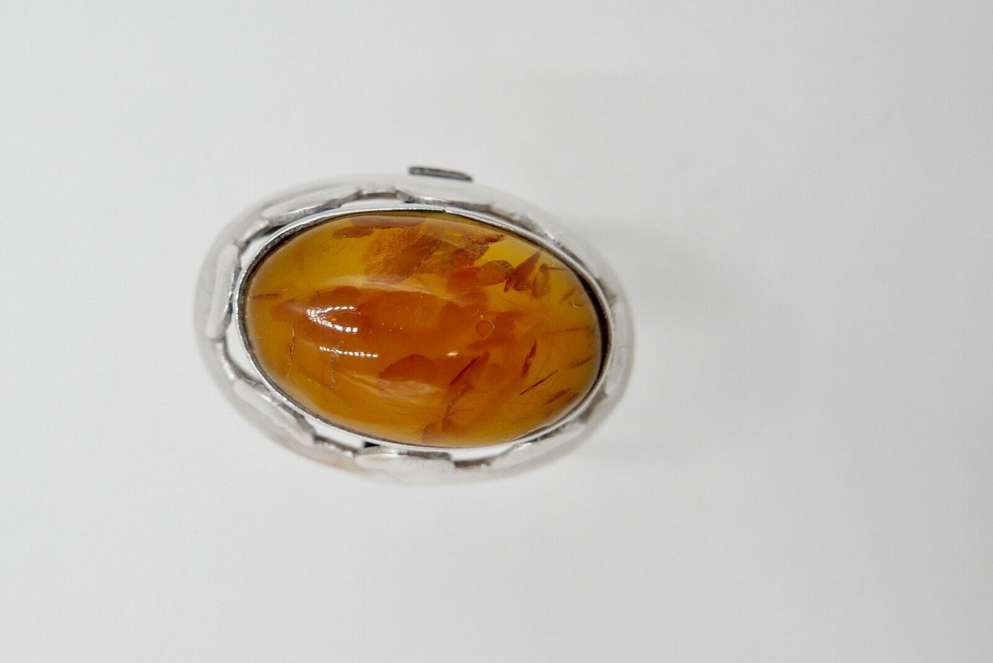 Großer auffälliger Bernstein Designer 835 Silber Ring Gr. 58 WWB 3 Frauenkopf - Antikhandel-Stuttgart